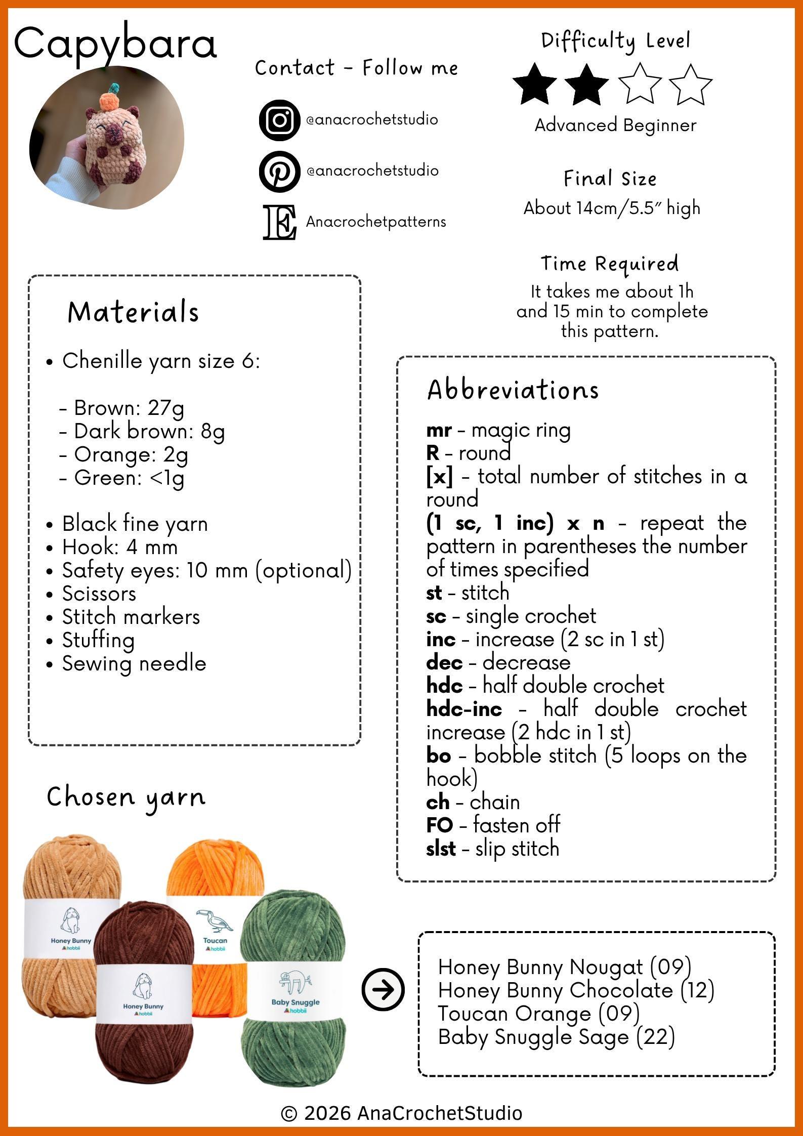 Crocodile and Capybara No - Low sew PDF Crochet pattern Chubby Amigurumi thumbnail 2