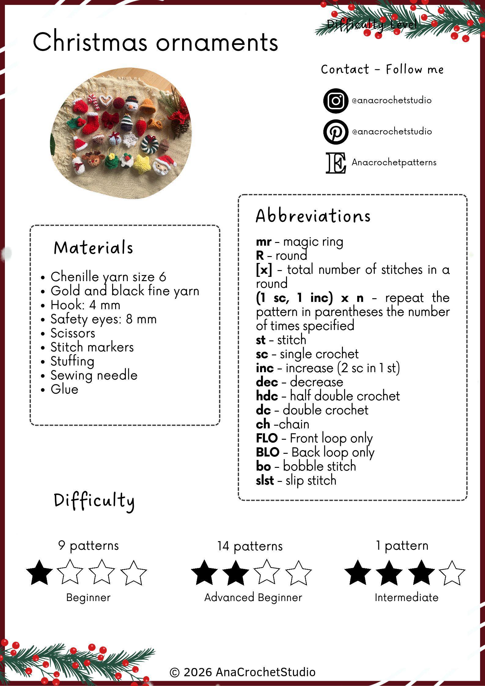 Christmas Ornaments Collection Bundle PDF Crochet Pattern Amigurumi | Easy Crochet for Beginners | Decorations thumbnail 4