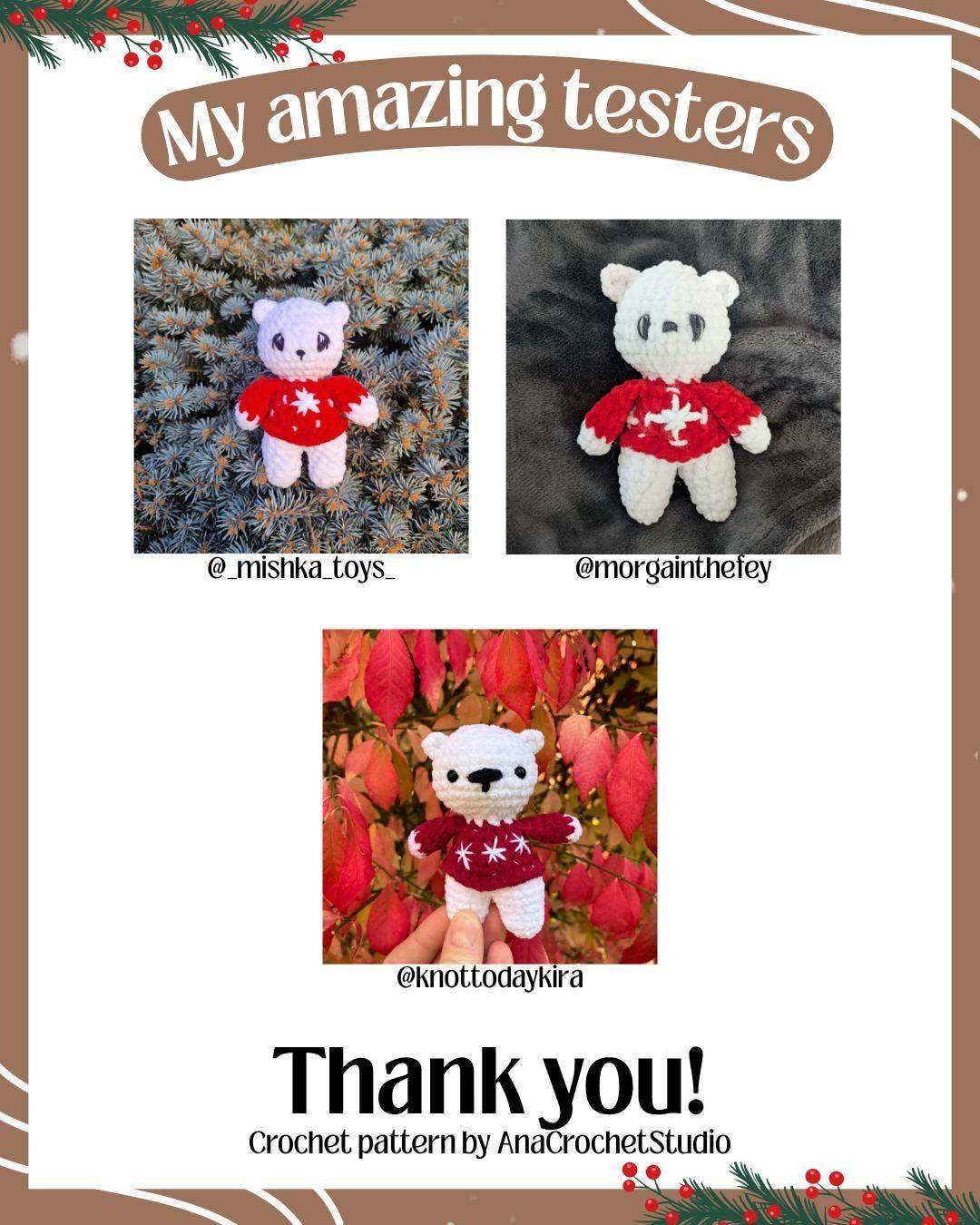 Winter Friends Crochet Pattern: Polar Bear, Snowman, Gingerbread Man (No Sew PDF) thumbnail 8