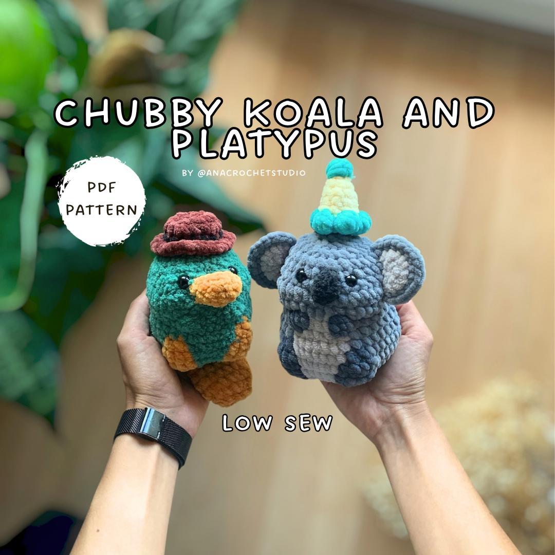 Koala and Platypus Low sew PDF Crochet pattern Chubby Amigurumi