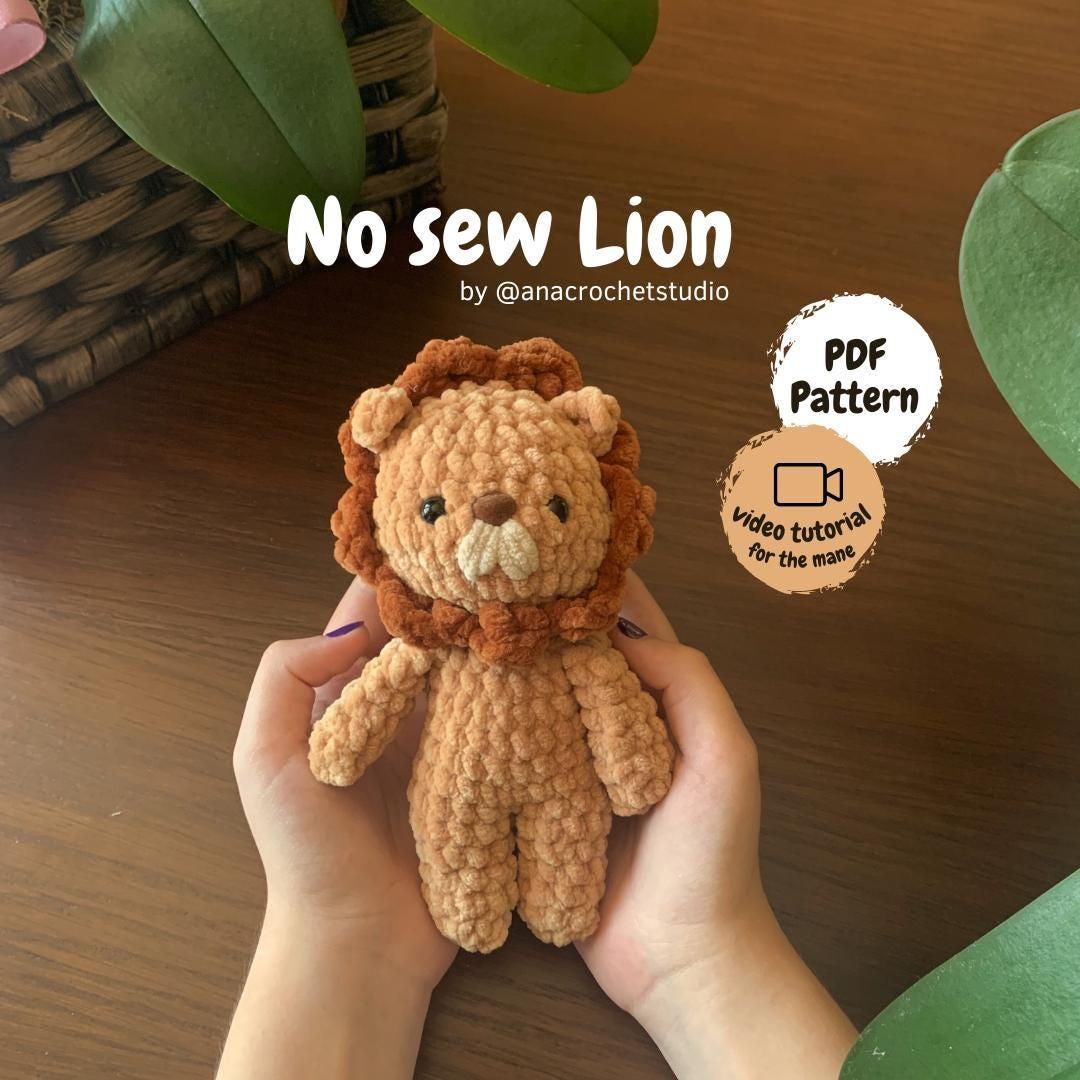 Lion Crochet Pattern No Sew – Beginner Amigurumi Plush Toy PDF, Easy Cute Animal
