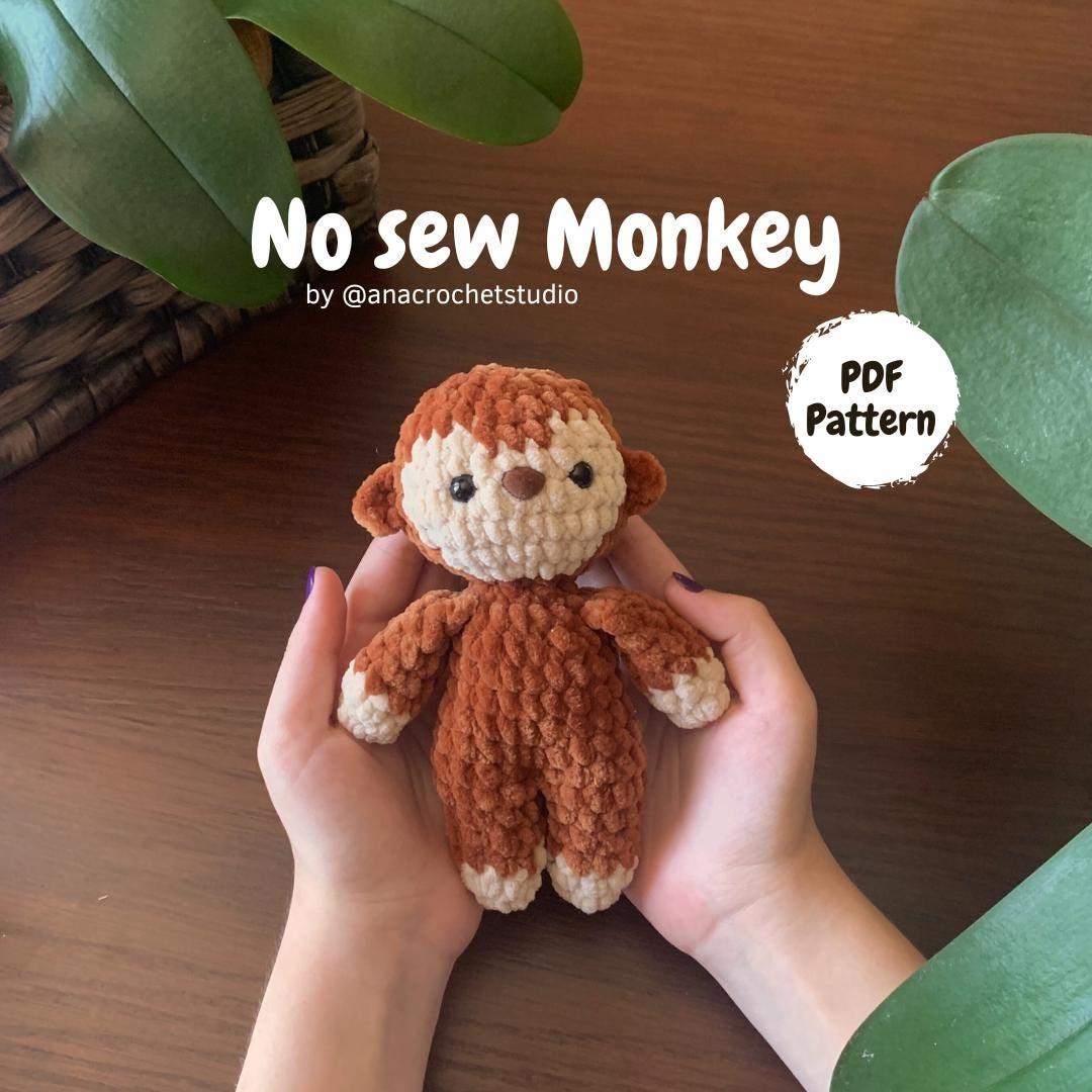 Monkey Crochet Pattern No Sew – Beginner Amigurumi Plush Toy PDF, Easy Cute Animal