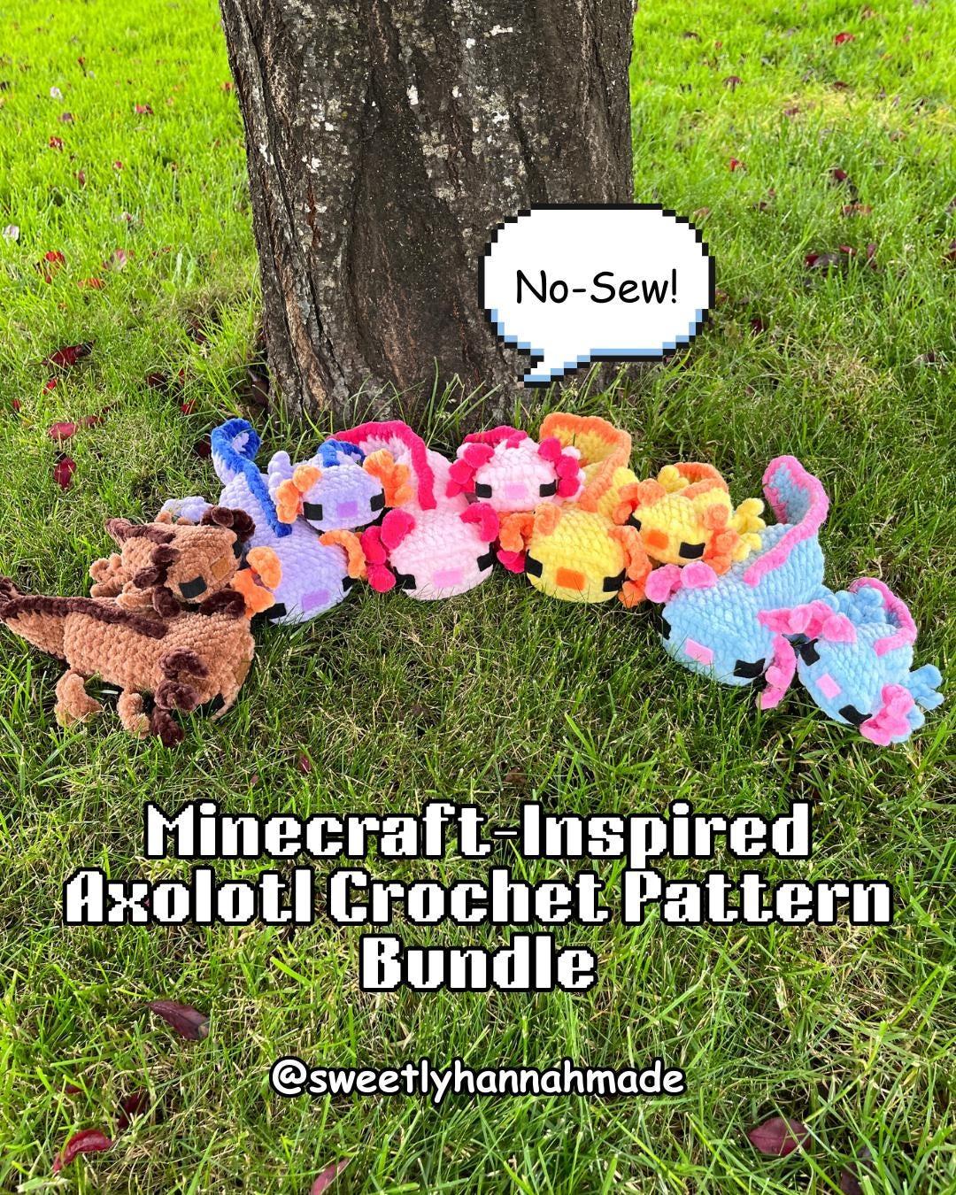 No-Sew Minecraft-Inspired Axolotl Crochet Pattern Bundle: Amigurumi (PDF Patterns)