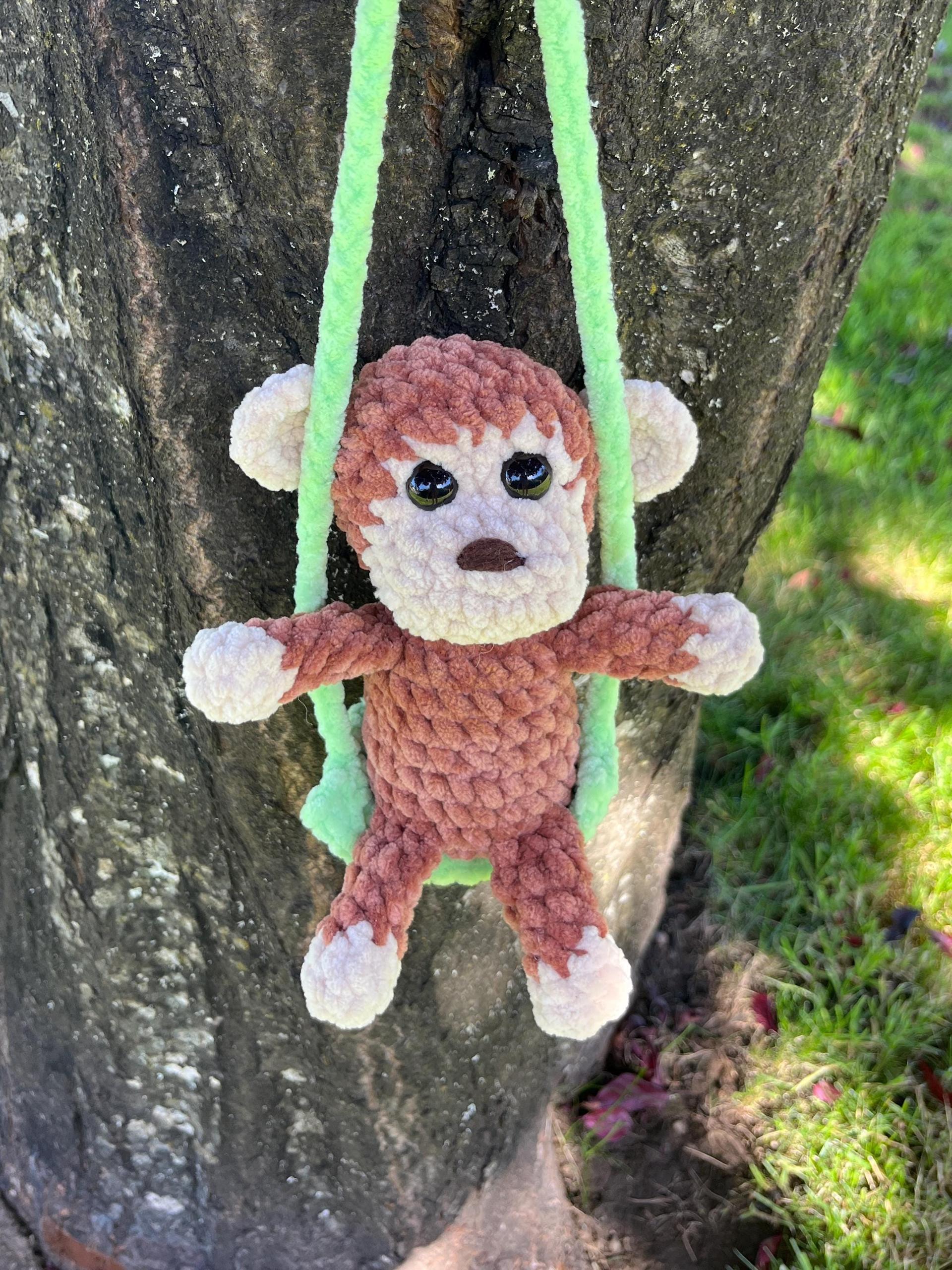 Monkey on a Swing Crochet Pattern LOW SEW Beginner Friendly Amigurumi Monkey Stuffed Animal thumbnail 2