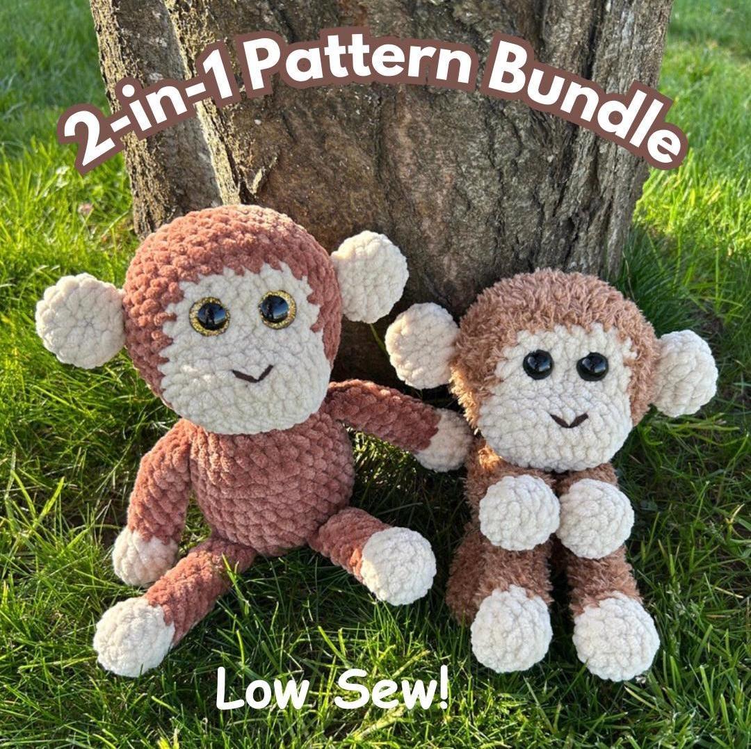 Crochet Monkey Pattern Bundle: Low Sew Amigurumi (PDF Pattern)