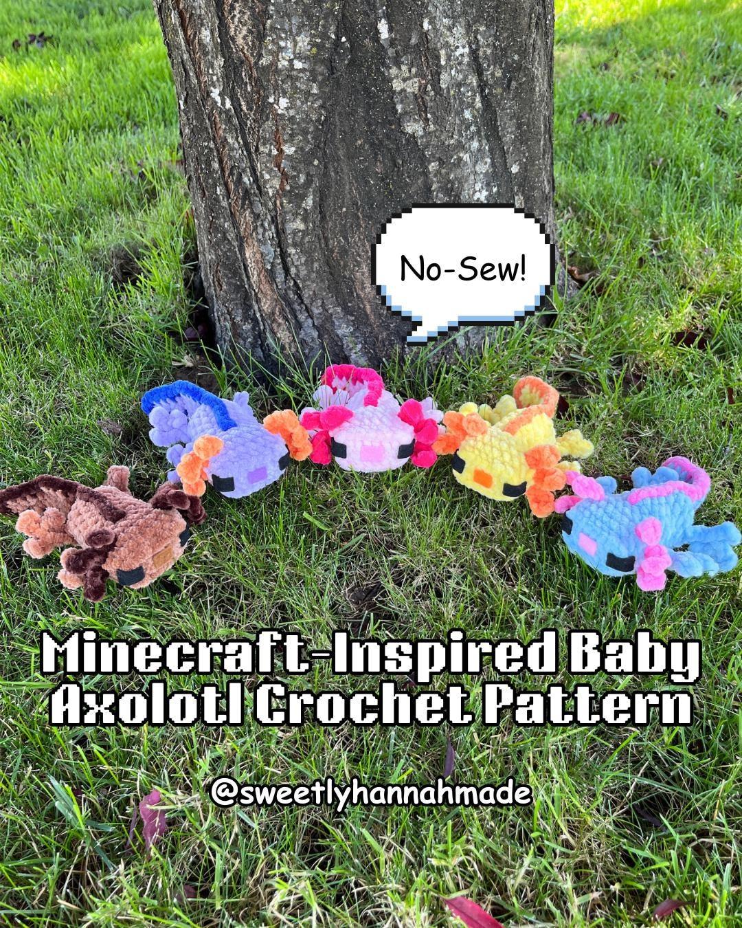 No-Sew Minecraft-Inspired Baby Axolotl Crochet Pattern: Amigurumi (PDF Pattern)