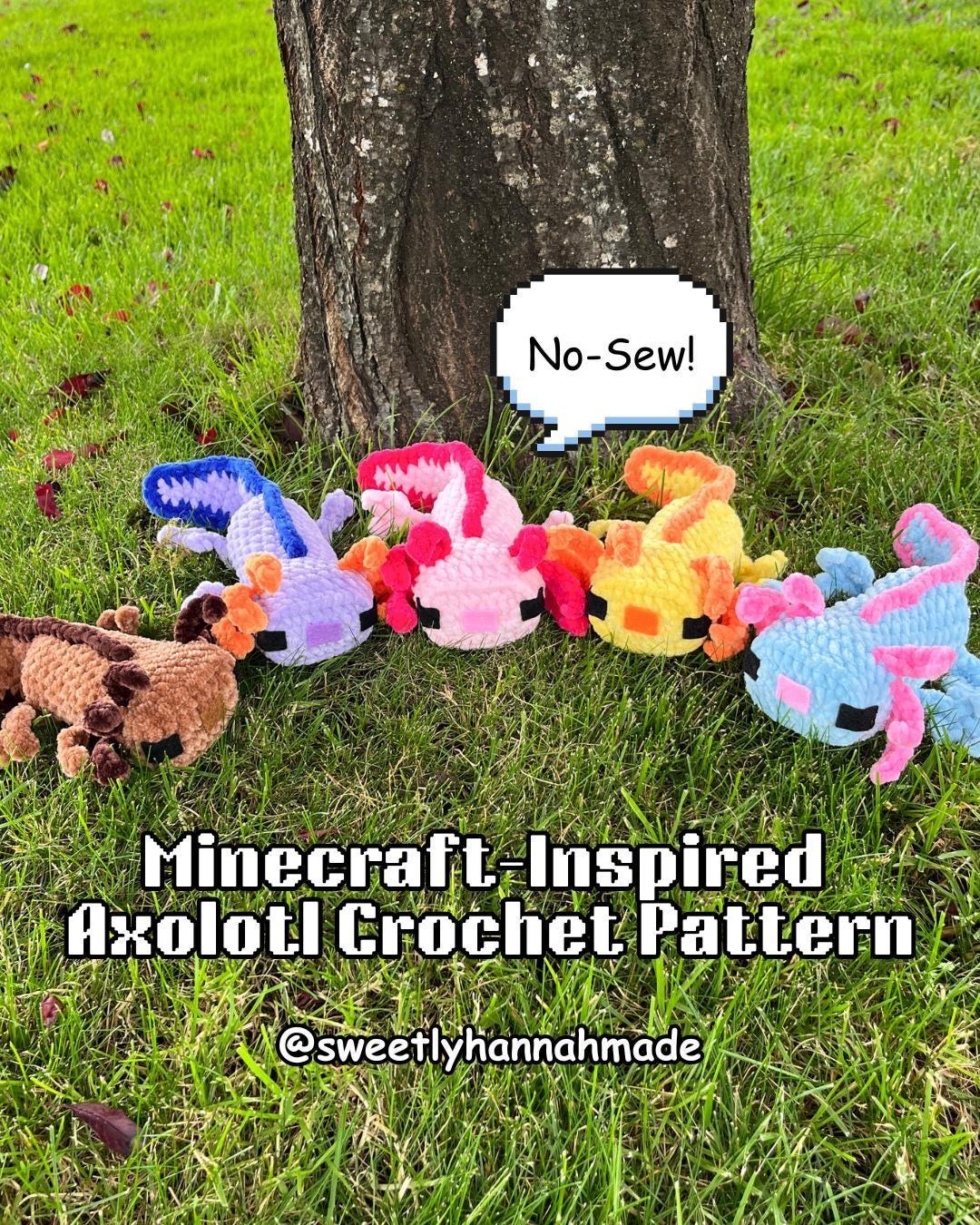 No-Sew Minecraft-Inspired Axolotl Crochet Pattern: Amigurumi (PDF Pattern)