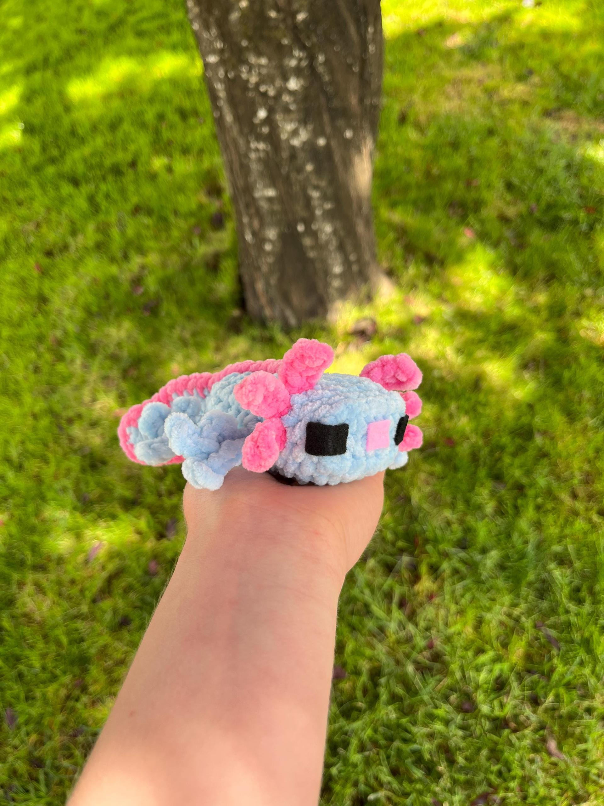 Minecraft-Inspired Baby Axolotl Crochet Plushie Stuffed Animal thumbnail 7