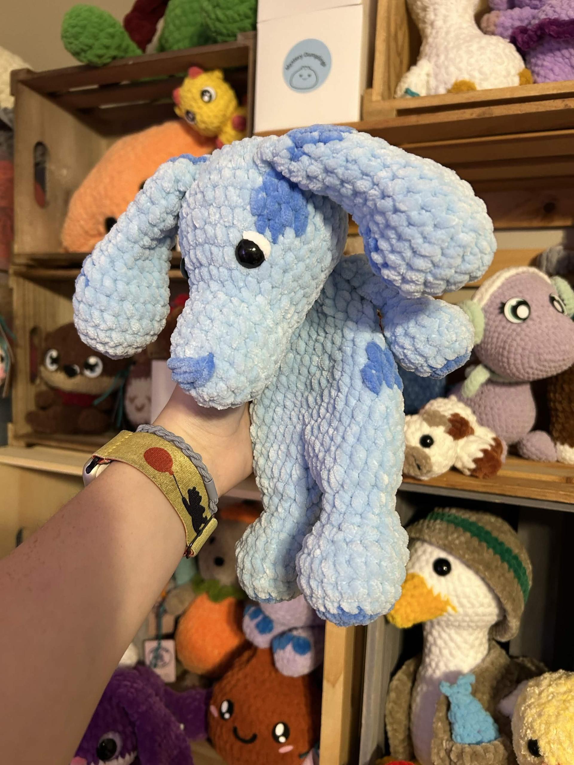 Handmade Crochet Blue Dog Plushie