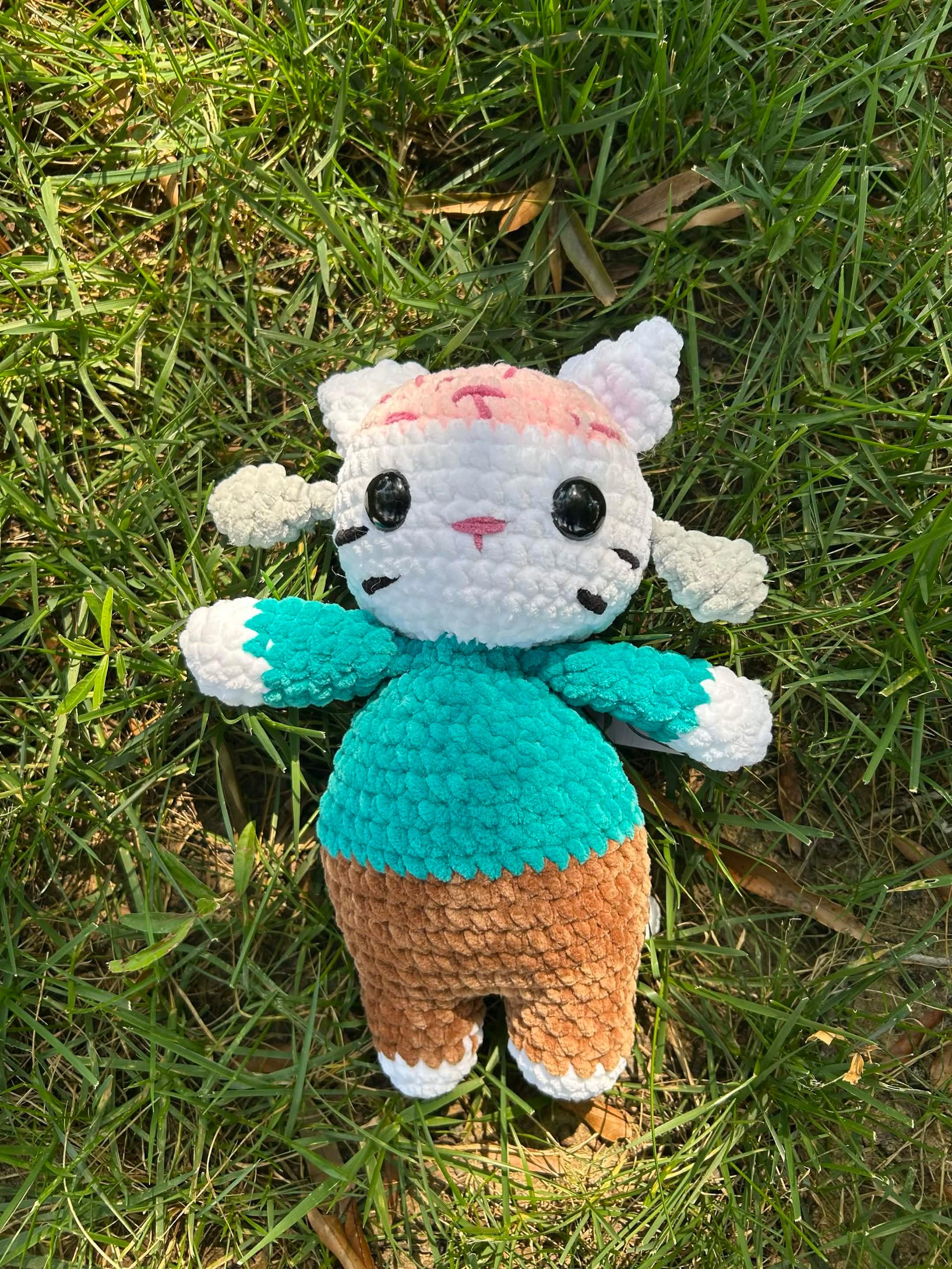 Handmade Crochet Frankenstein Cat Plushie
