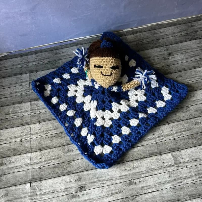Handmade Crochet Cheerleader Lovey Plushie