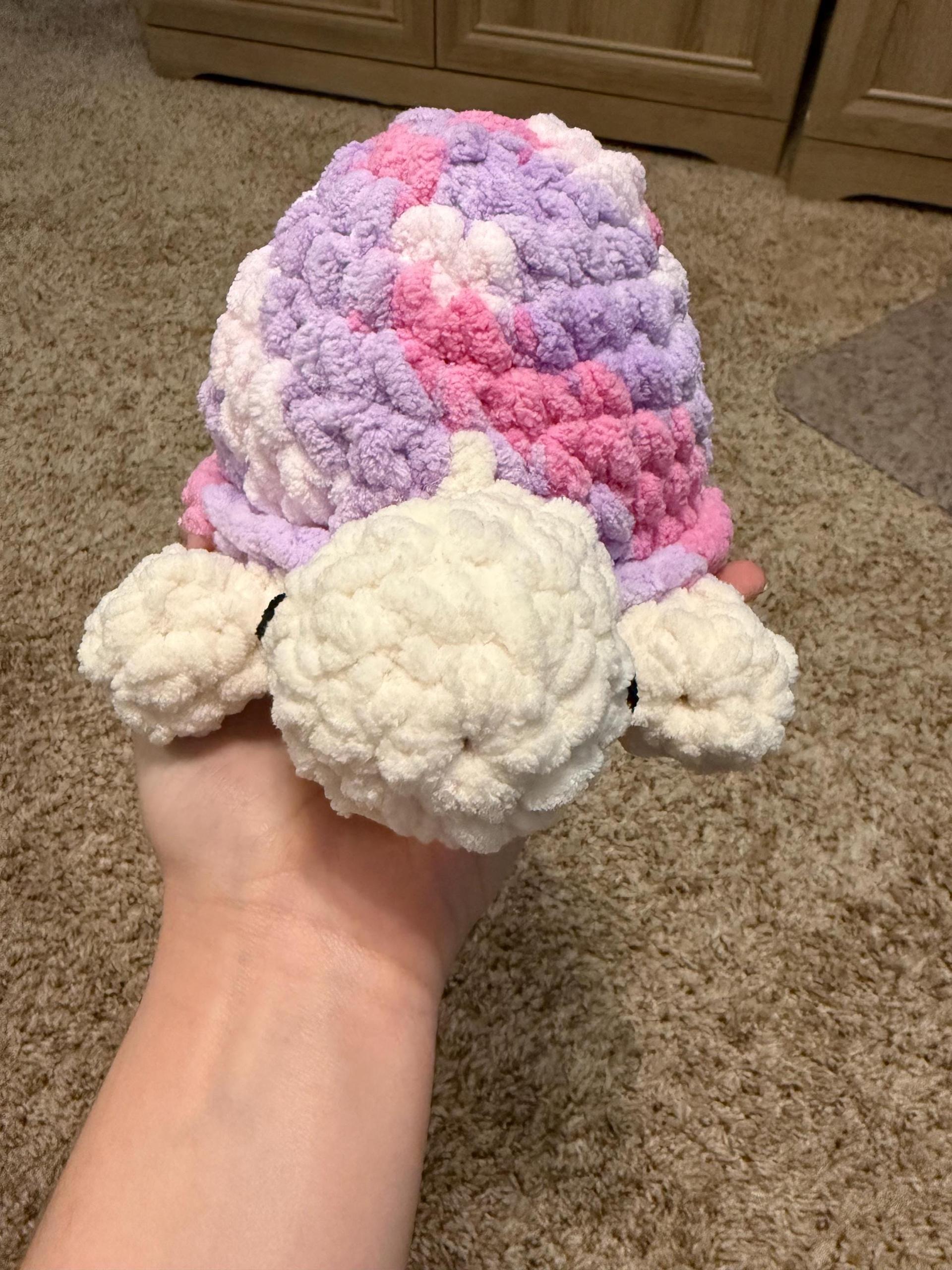Handmade Crochet Turtle Plush – Pastel Pink, Lavender, White Amigurumi Toy thumbnail 6