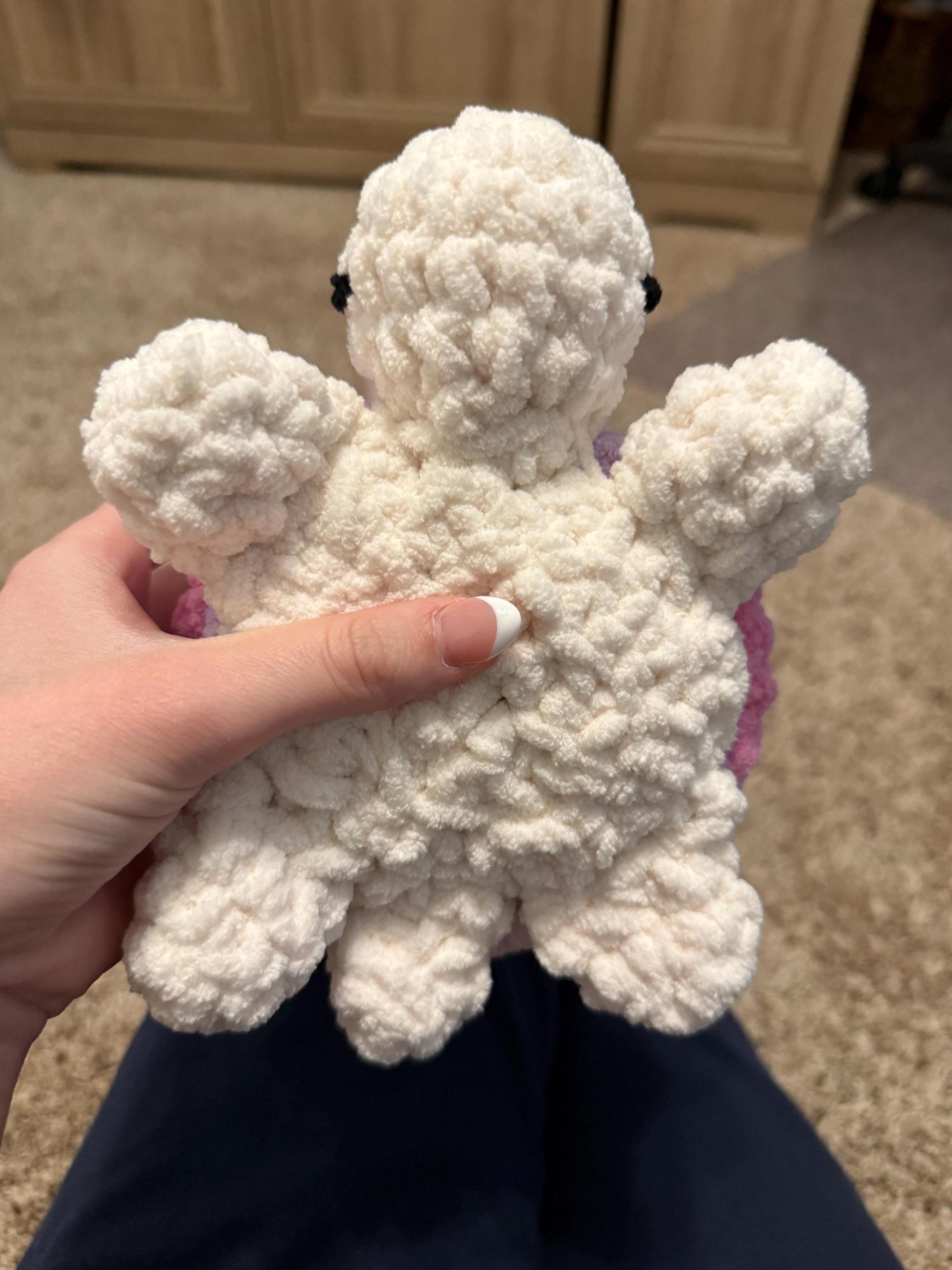 Handmade Crochet Turtle Plush – Pastel Pink, Lavender, White Amigurumi Toy thumbnail 8