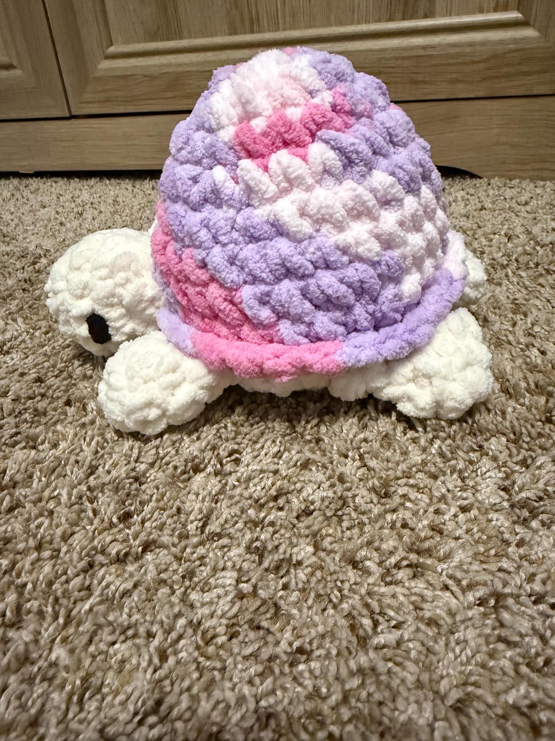 Handmade Crochet Turtle Plush – Pastel Pink, Lavender, White Amigurumi Toy thumbnail 7
