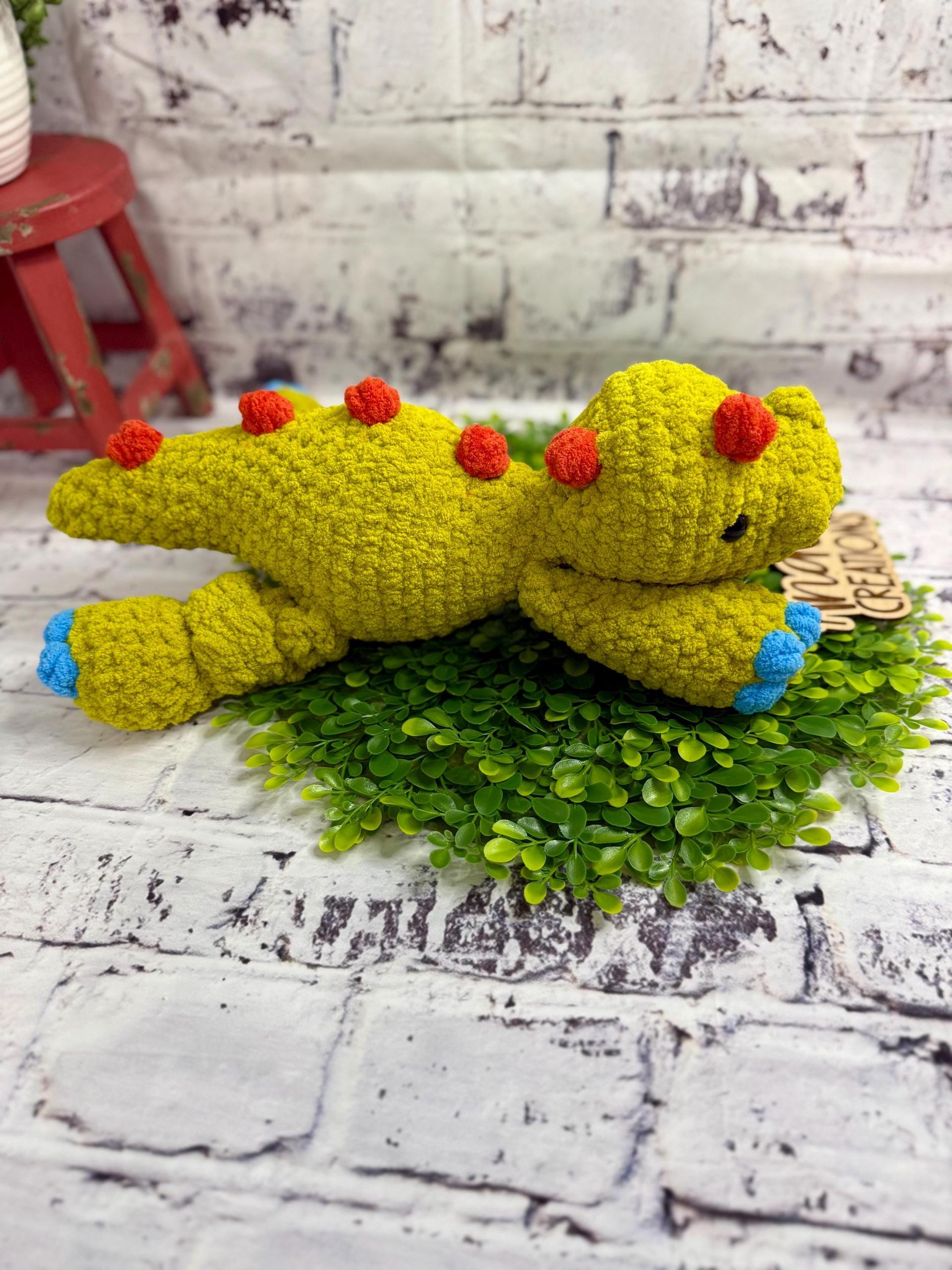 Handmade Crochet Dinosaur Plushie • Soft Plush Yarn Stuffed Animal Toy thumbnail 3