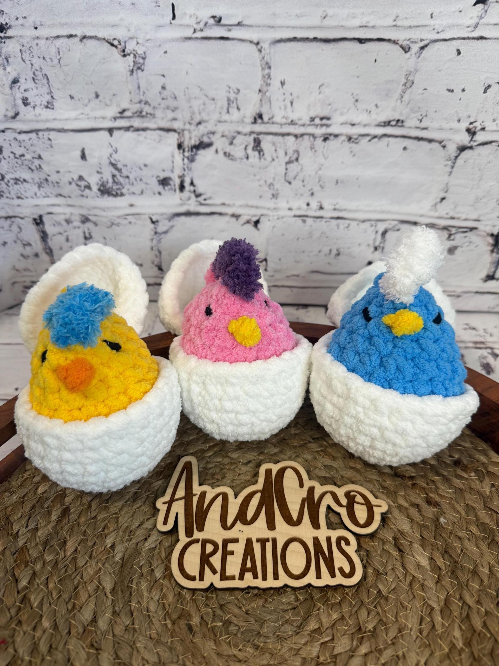 Chubby Hatching Chick Crochet Plush Toy • Handmade Stuffed Chick Friend thumbnail 5