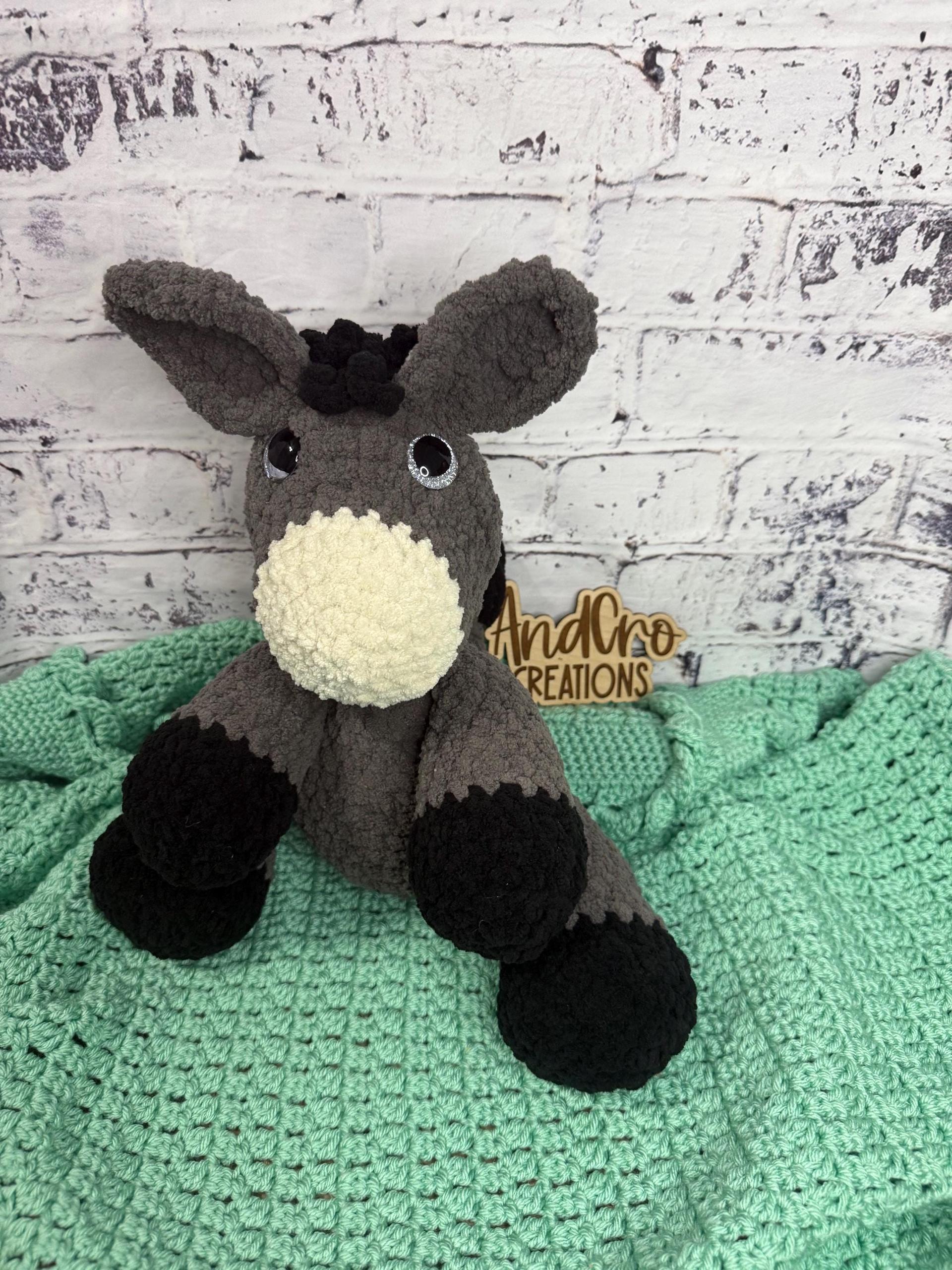 Oversized Crochet Donkey Plushie • Handmade Amigurumi Stuffed Animal Toy thumbnail 6