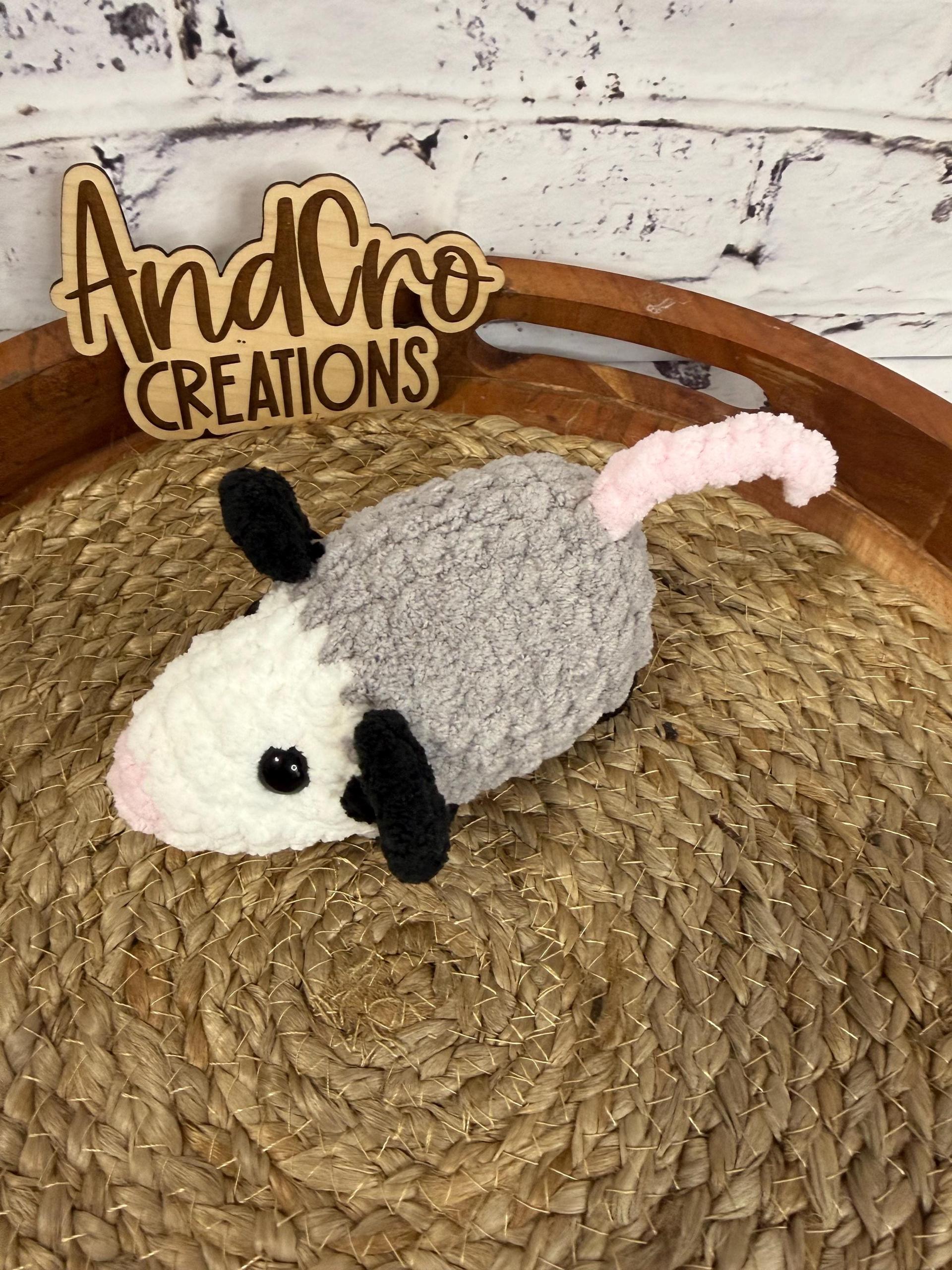 Chubby Amigurumi Opossum Crochet Plush Toy • Handmade Stuffed Opossum Friend • Possum thumbnail 4