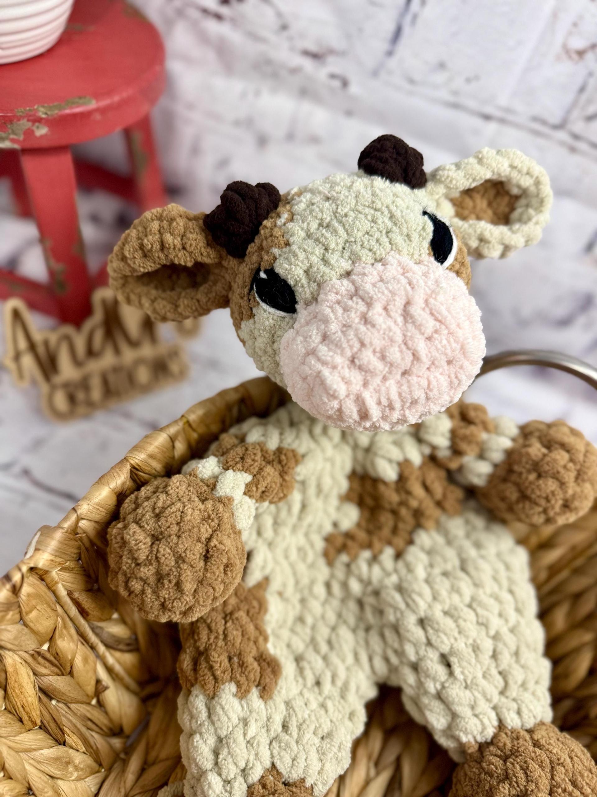 Handmade Amigurumi Cow Plushie • Soft Plush Yarn Stuffed Toy thumbnail 6