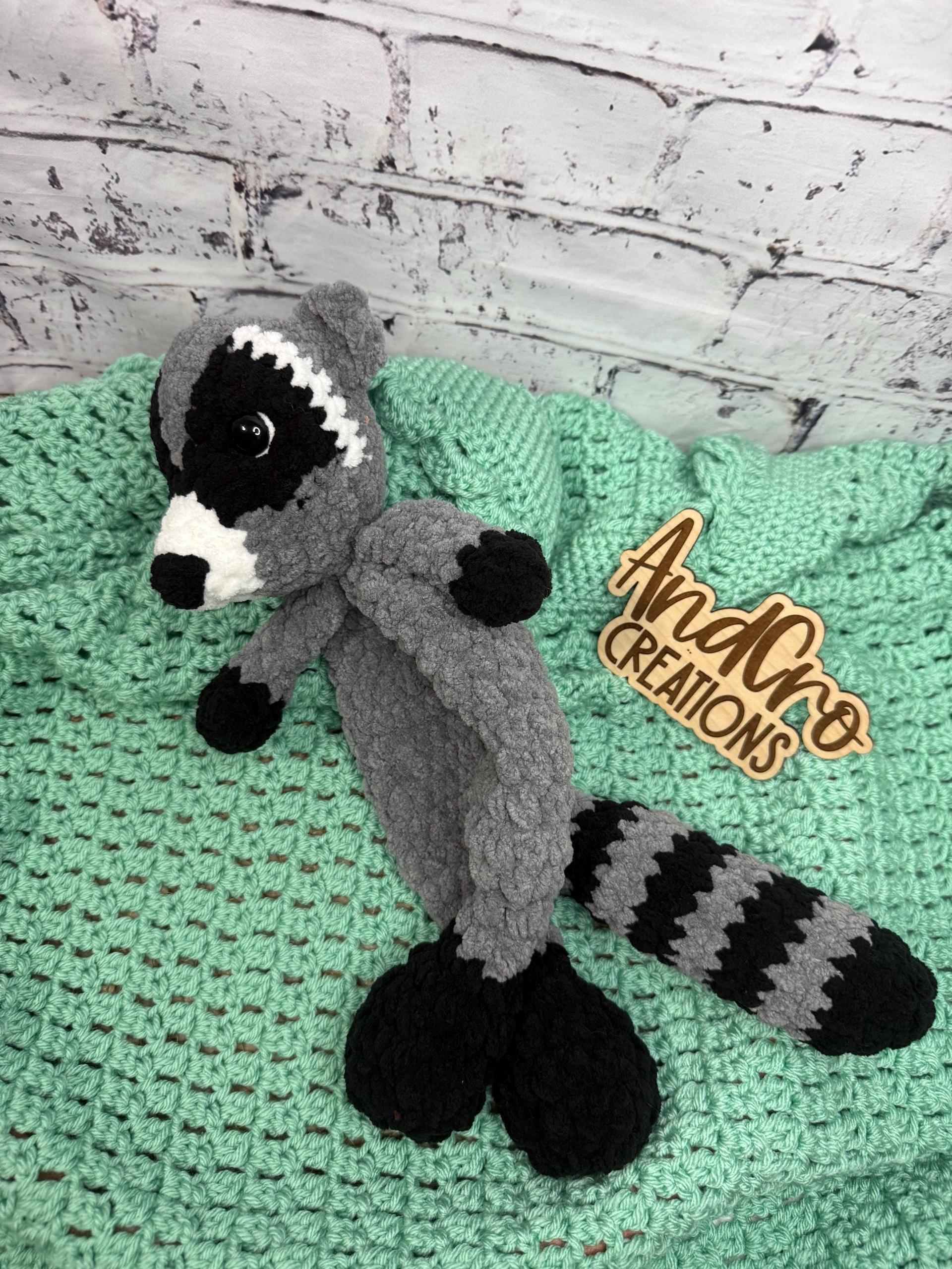 Handmade Plush Raccoon Snuggler • Crocheted Amigurumi Lovey Toy thumbnail 4