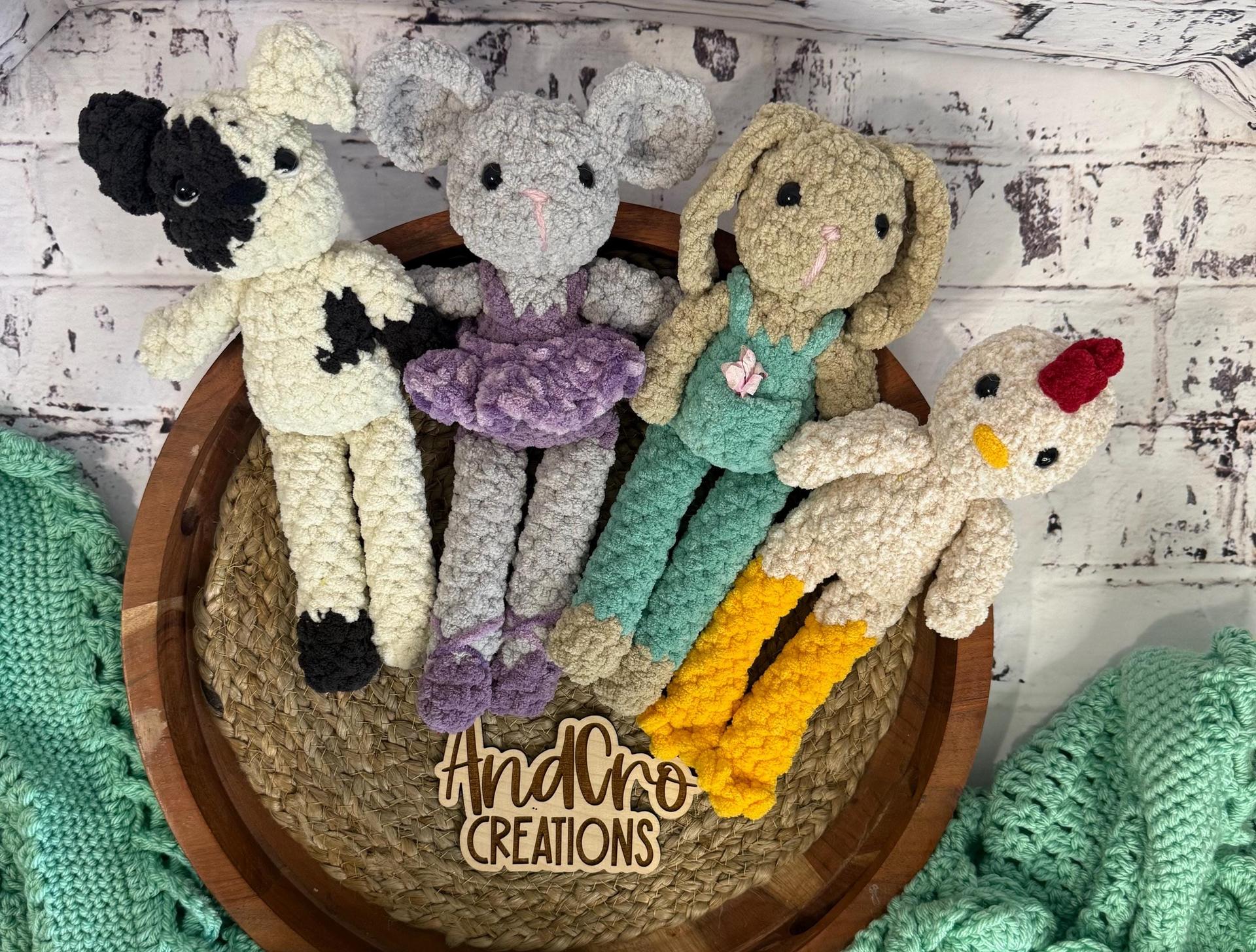 Fable Friend Amigurumi Crochet Plush Toy • Crocheted Dog, Chicken, Mouse, Bunny thumbnail 3