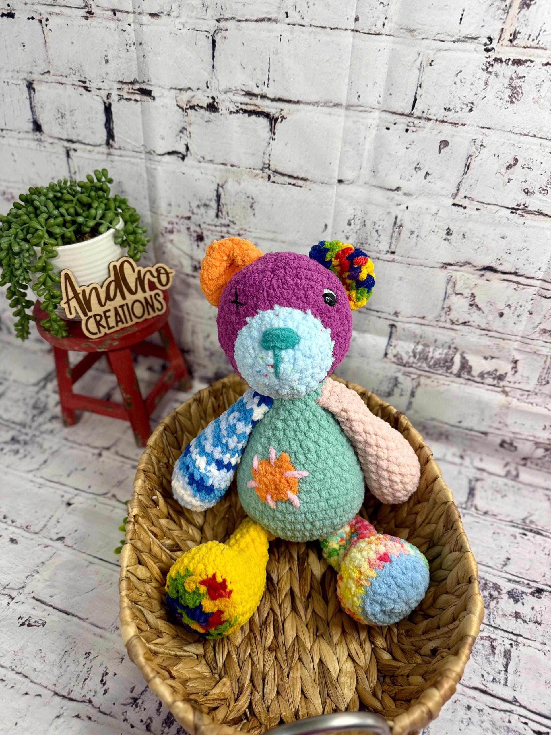 Scrappy Patchwork Bear • Handmade Amigurumi Stuffed Animal Toy thumbnail 6