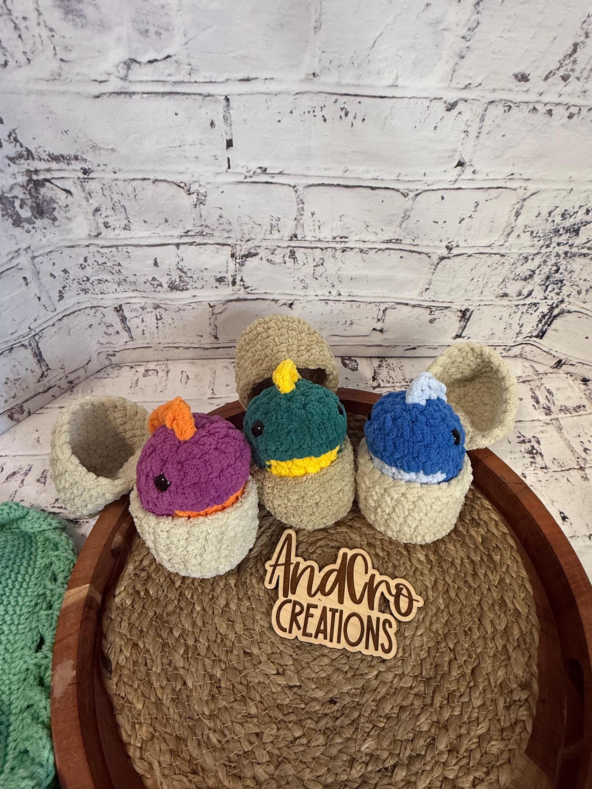 Chubby Hatching Dino Crochet Plush Toy • Handmade Stuffed Dino Friend