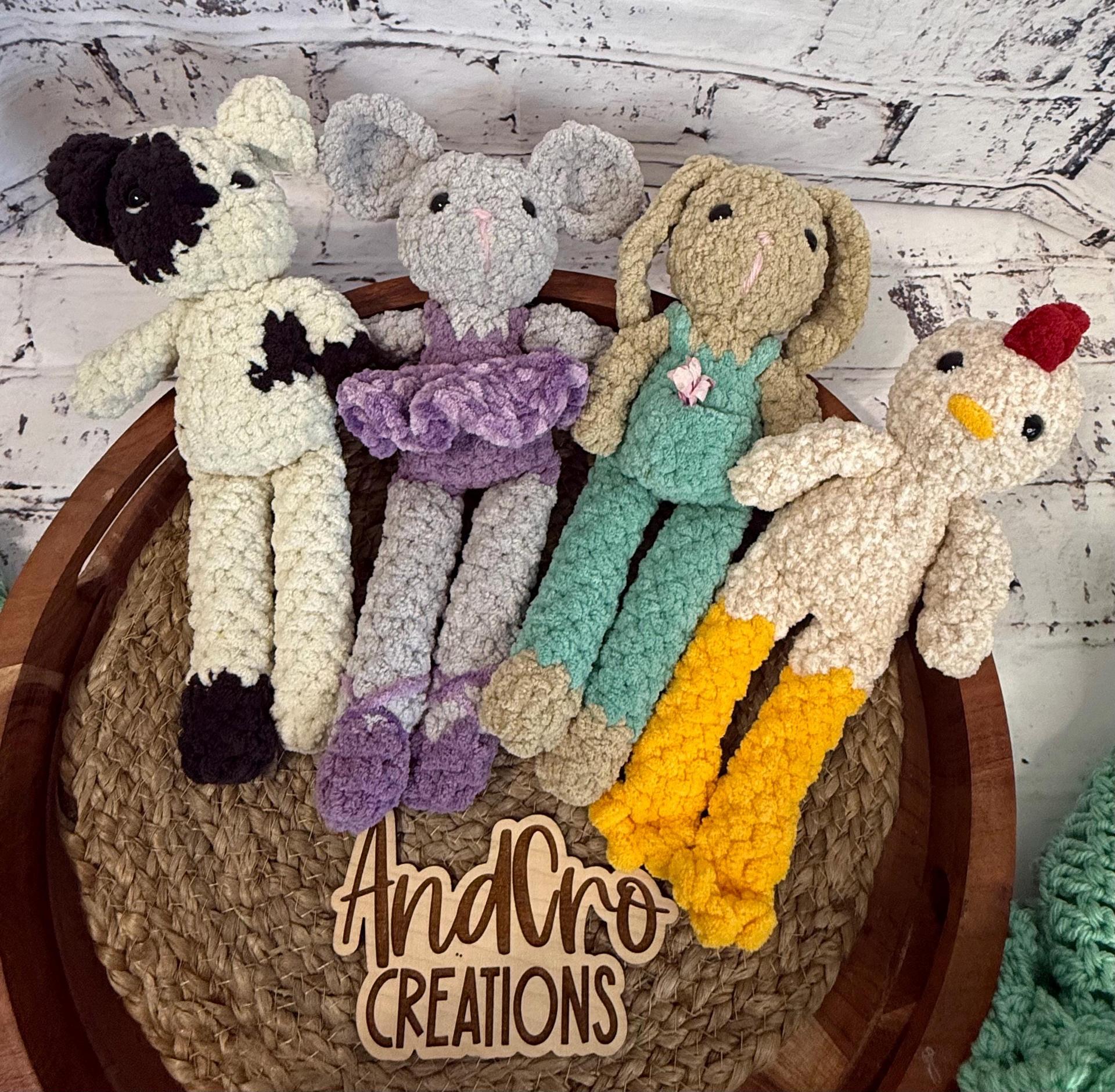 Fable Friend Amigurumi Crochet Plush Toy • Crocheted Dog, Chicken, Mouse, Bunny