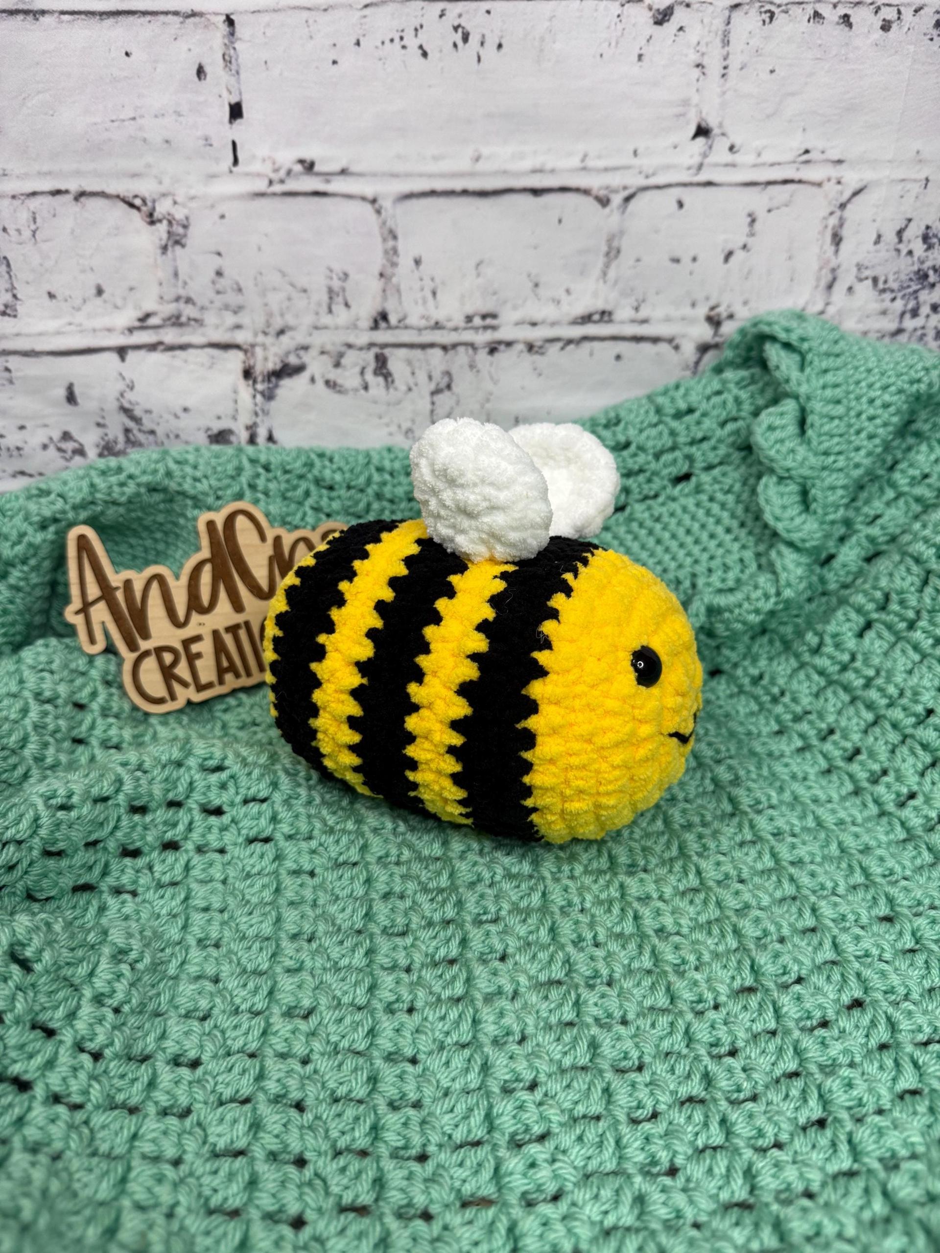 Chubby Amigurumi Bee Crochet Plush Toy • Handmade Stuffed Bee Friend thumbnail 2