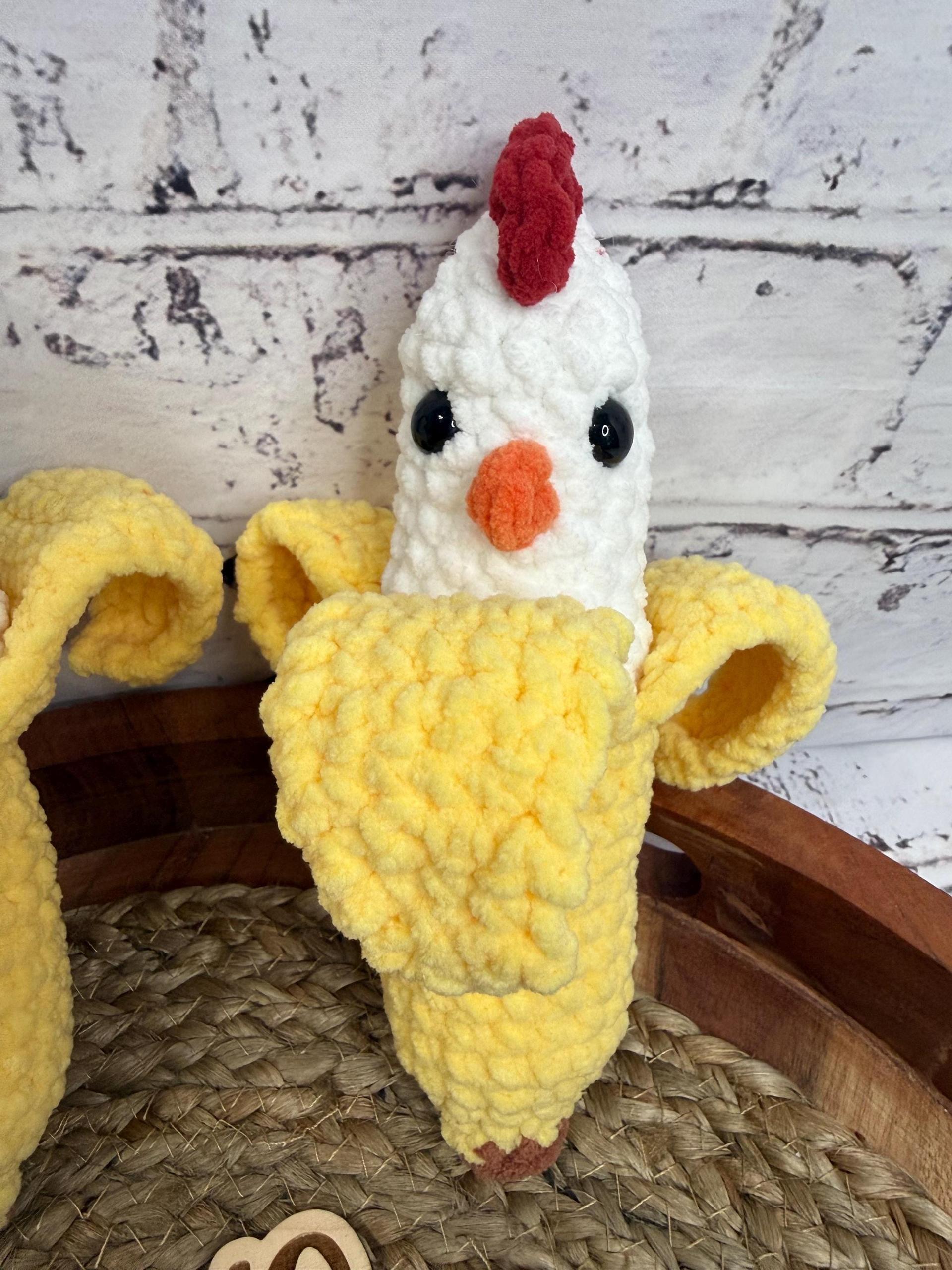 Chubby Amigurumi Chicken Banana Crochet Plush Toy • Handmade Stuffed Chicken Banana Friend thumbnail 3