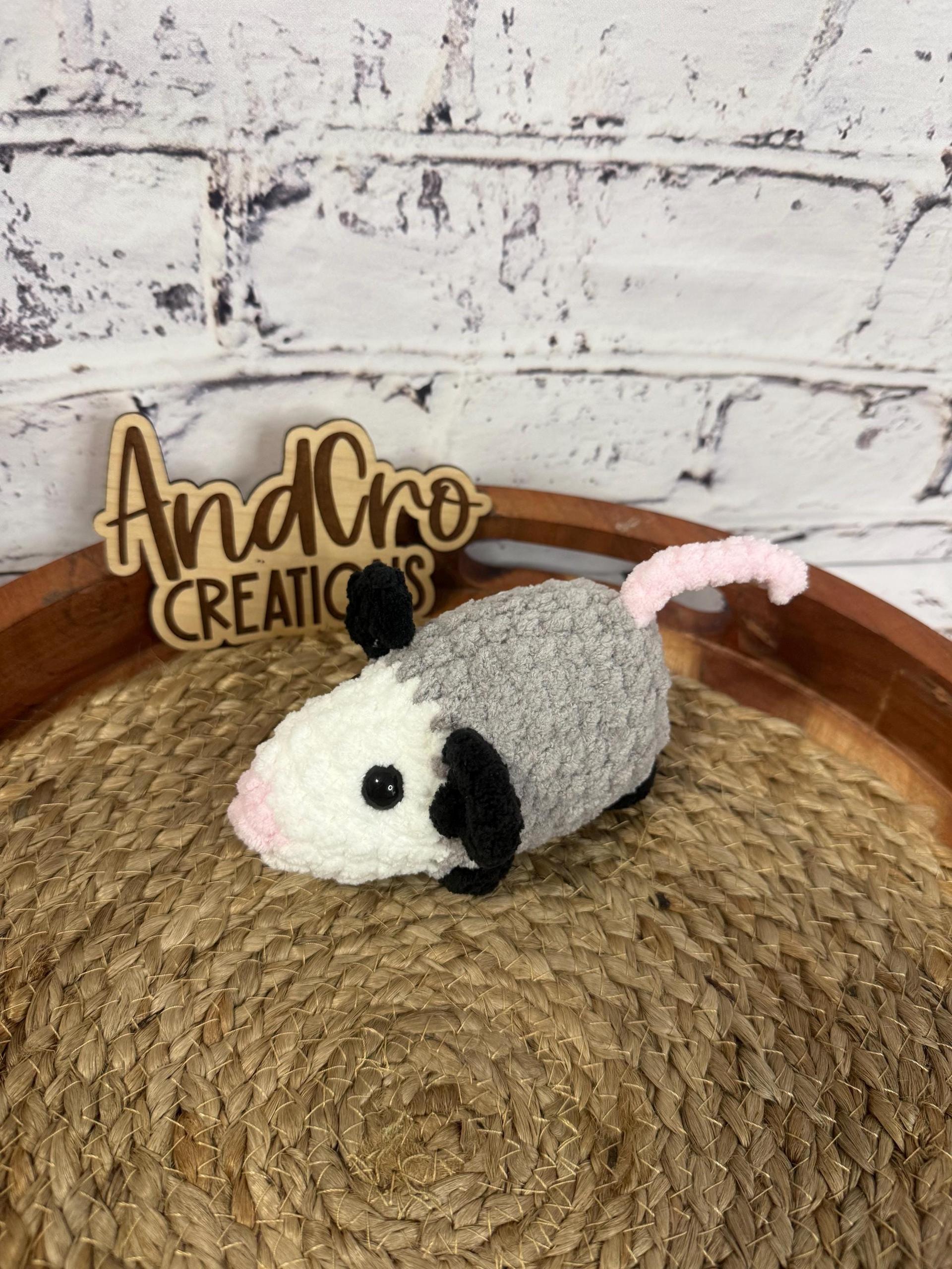 Chubby Amigurumi Opossum Crochet Plush Toy • Handmade Stuffed Opossum Friend • Possum thumbnail 5