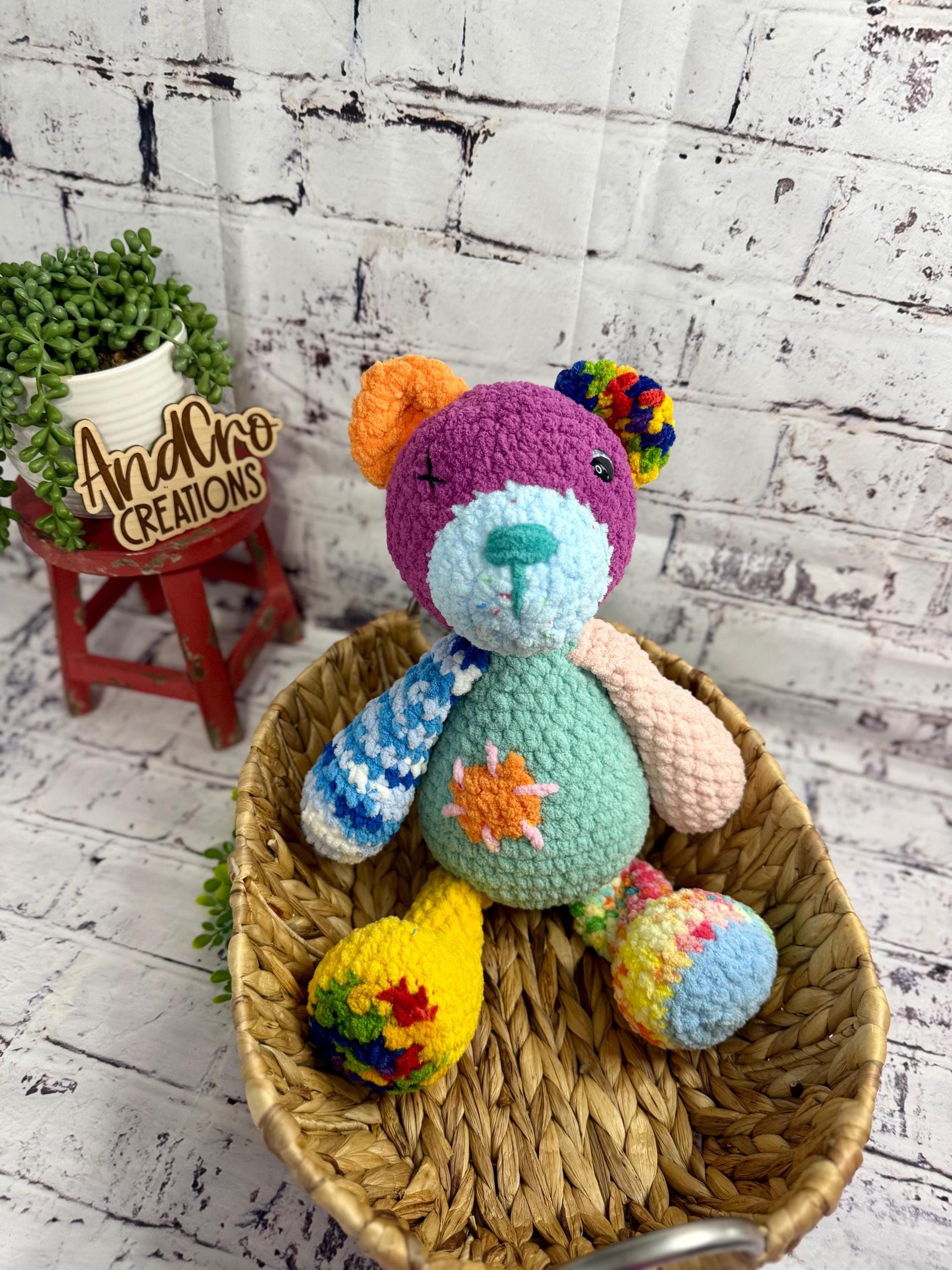 Scrappy Patchwork Bear • Handmade Amigurumi Stuffed Animal Toy thumbnail 9