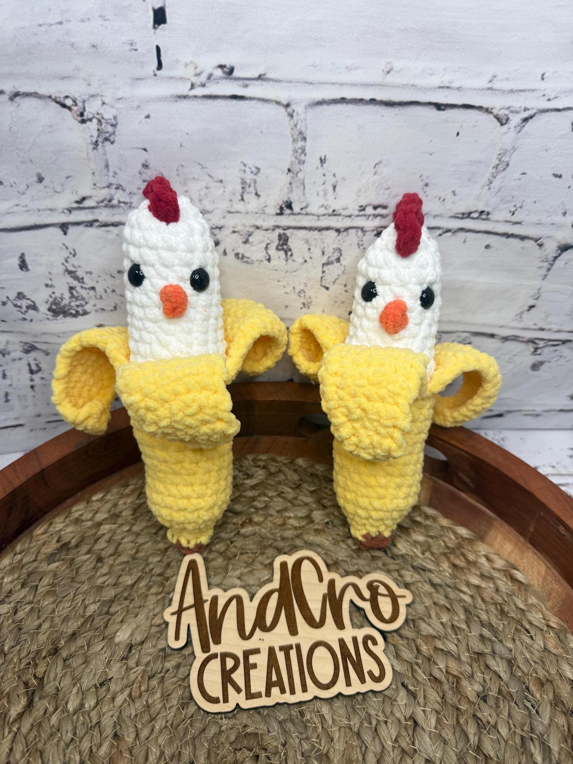 Chubby Amigurumi Chicken Banana Crochet Plush Toy • Handmade Stuffed Chicken Banana Friend