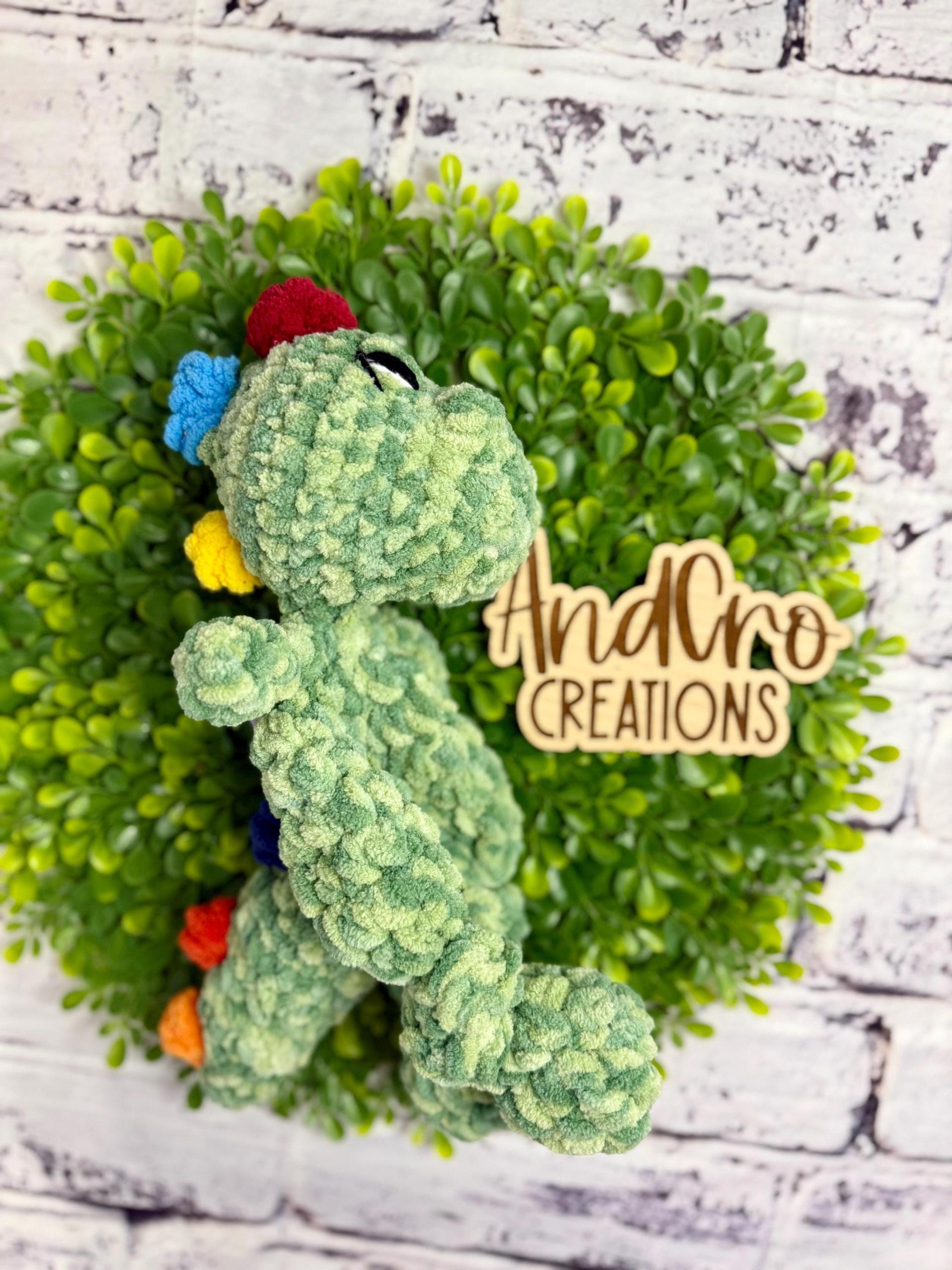 Handmade Crochet Dinosaur Snuggler • Soft Plush Yarn Stuffed Animal Toy thumbnail 2