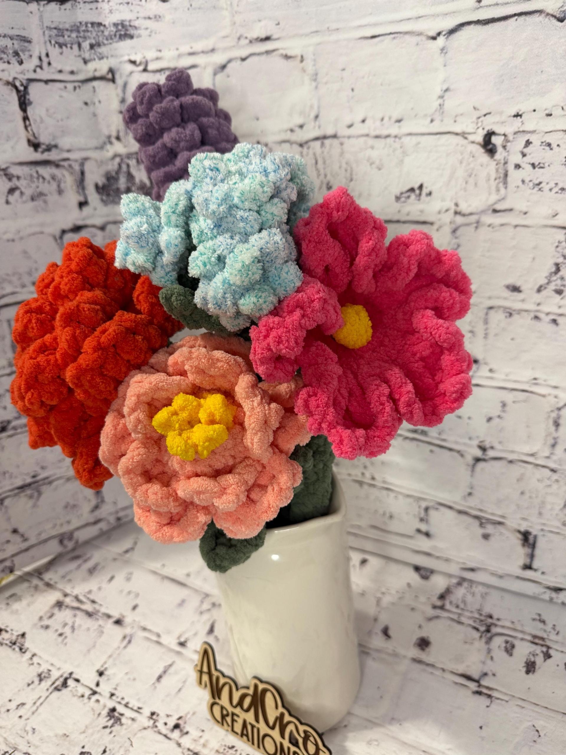 Handmade Crochet Flower – Plush Floral Arrangement – Forever Flowers – Cozy Home Decor – Unique Gift for Her - Bouquet thumbnail 9