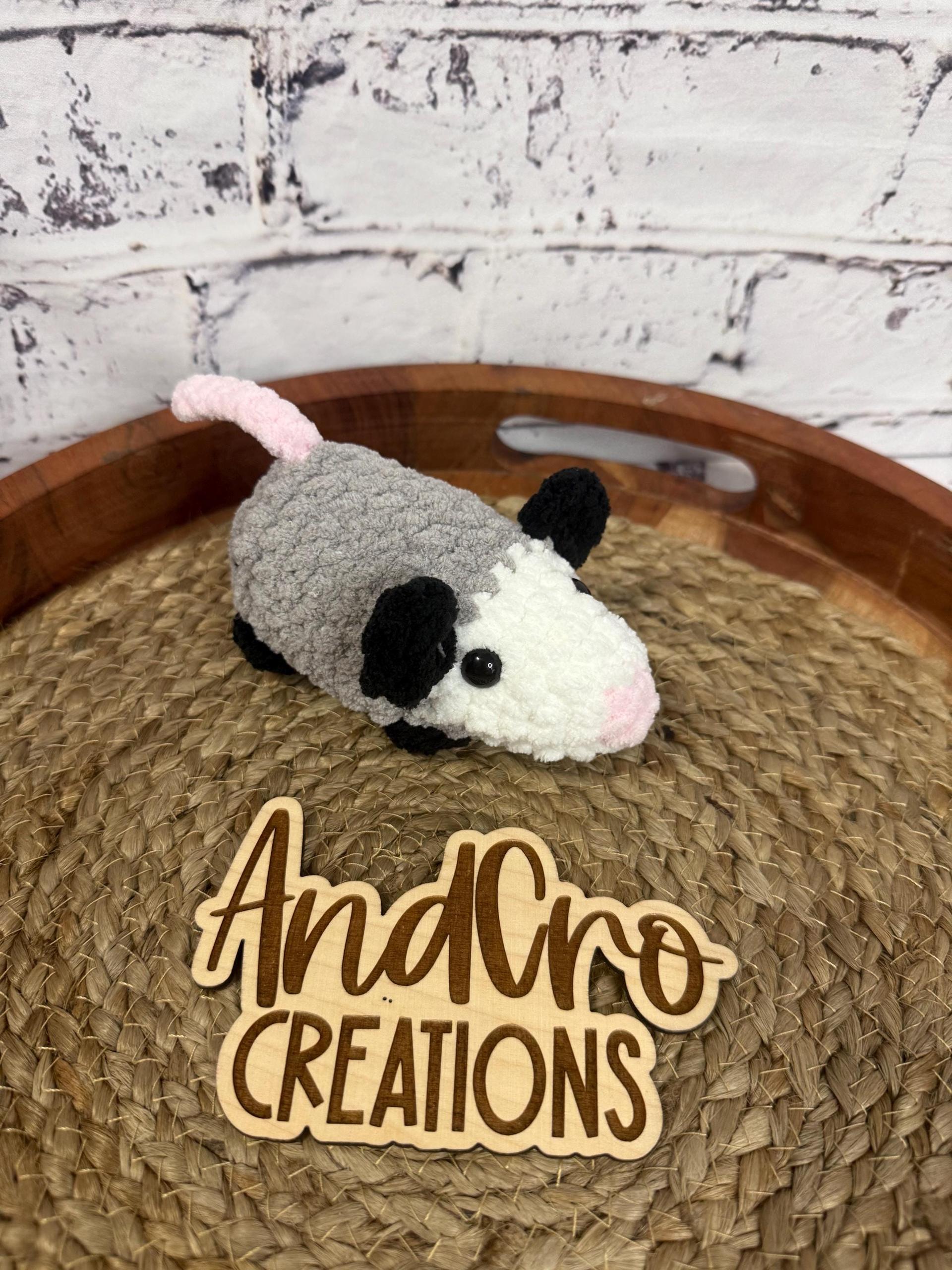 Chubby Amigurumi Opossum Crochet Plush Toy • Handmade Stuffed Opossum Friend • Possum thumbnail 2