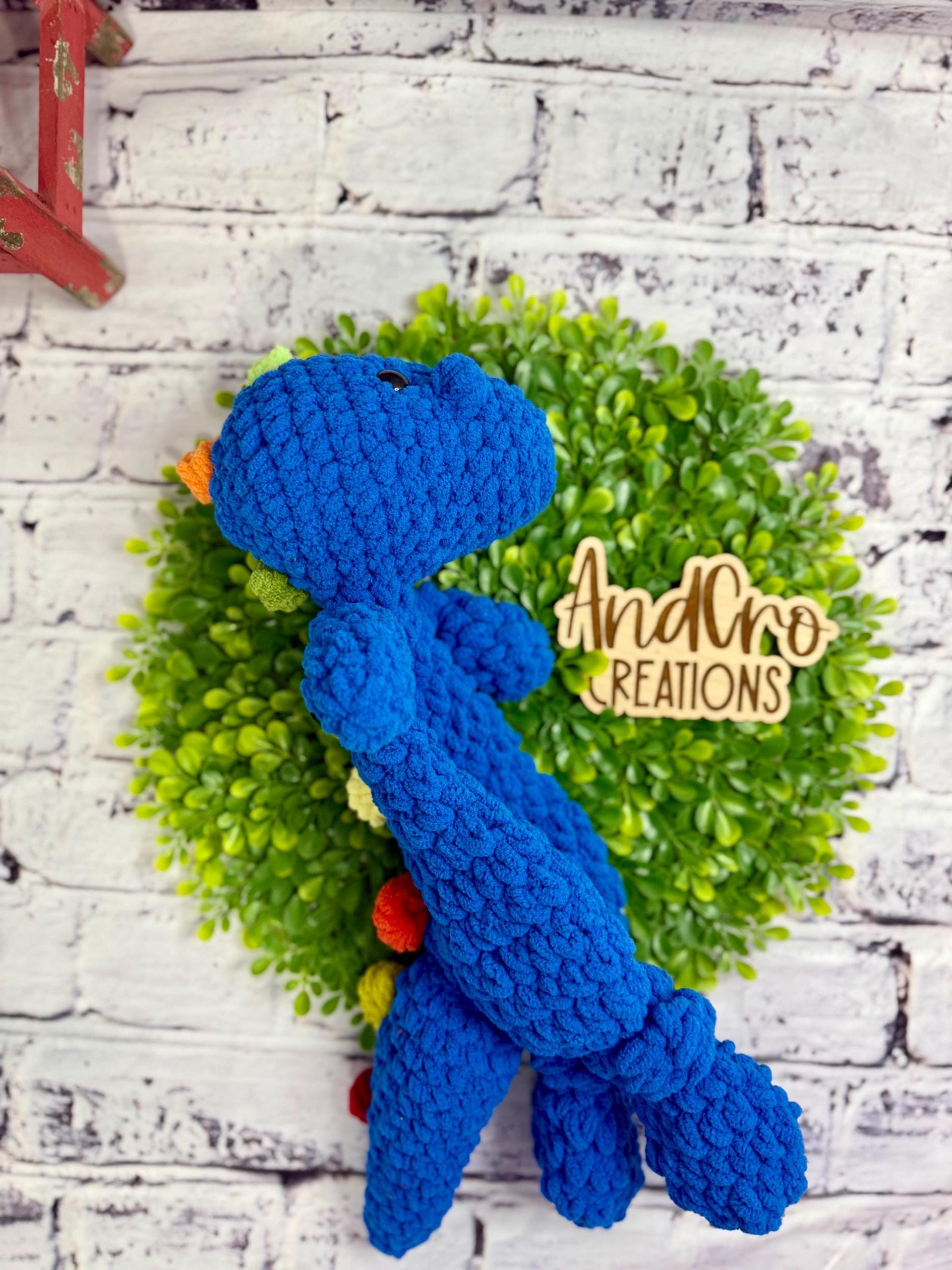 Handmade Crochet Dinosaur Snuggler • Soft Plush Yarn Stuffed Animal Toy thumbnail 9