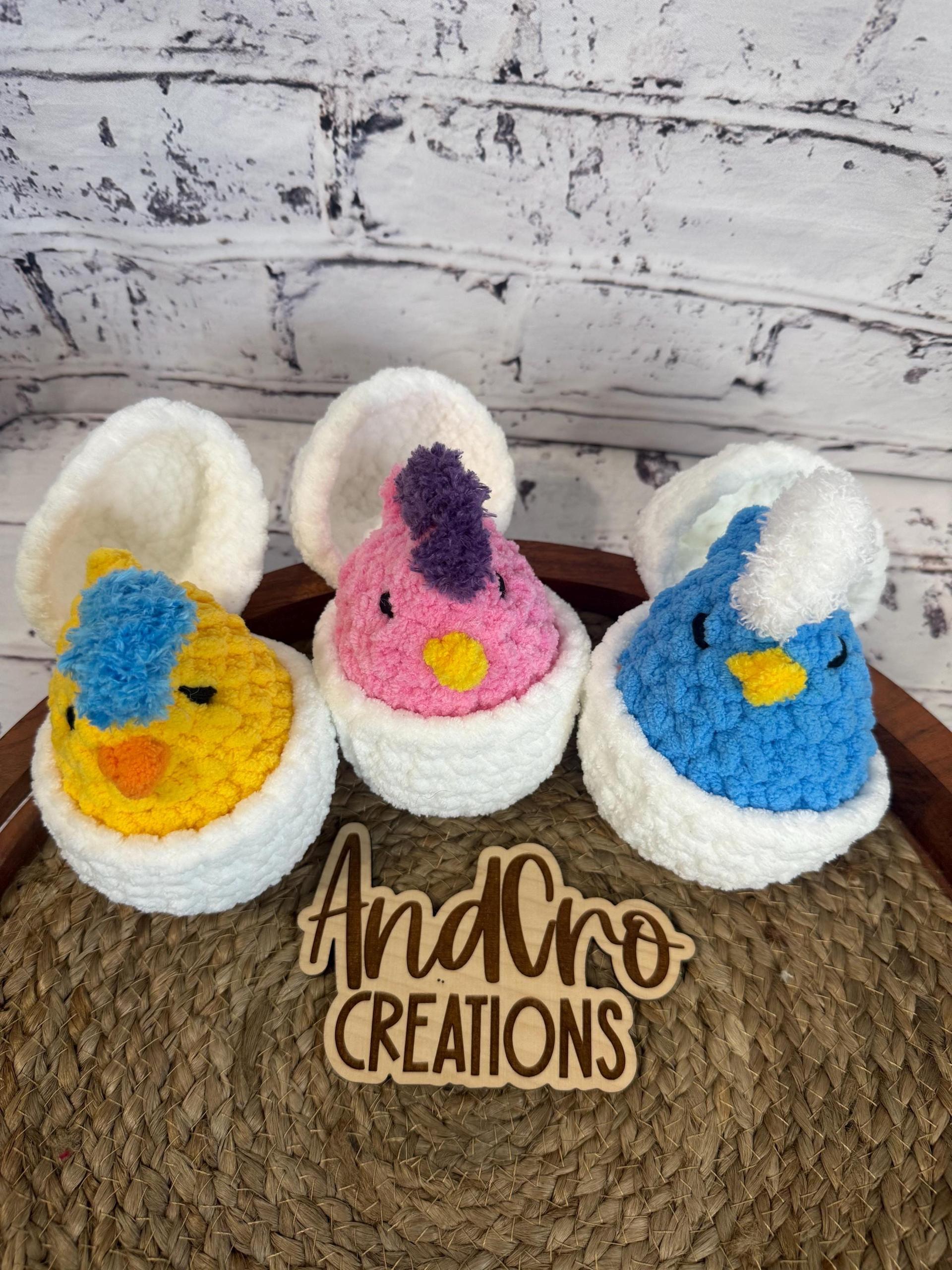 Chubby Hatching Chick Crochet Plush Toy • Handmade Stuffed Chick Friend