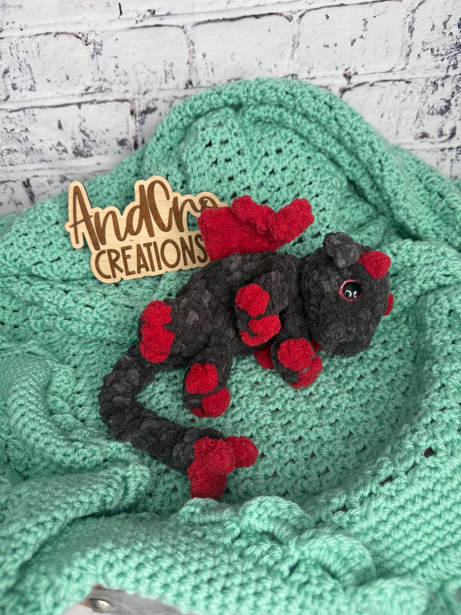 Handmade Crochet Dragon Plushie • Amigurumi Dragon Toy • Fantasy Stuffed Animal Gift thumbnail 3