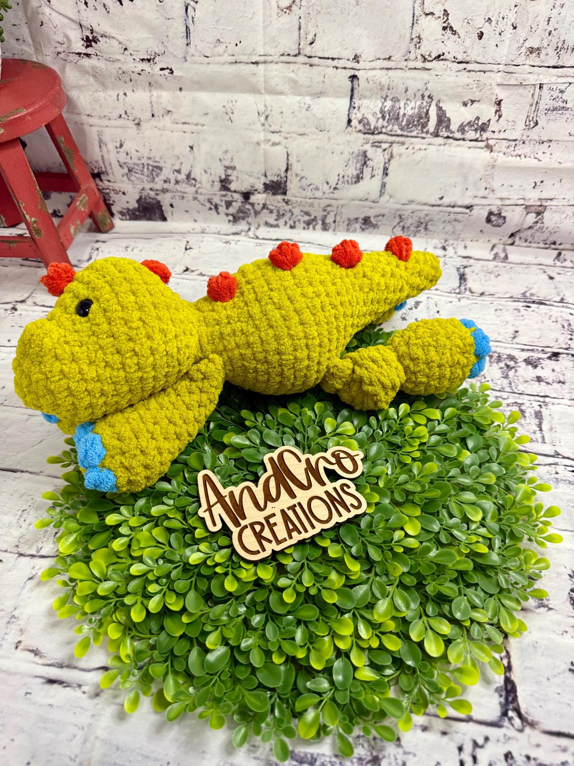 Handmade Crochet Dinosaur Plushie • Soft Plush Yarn Stuffed Animal Toy thumbnail 5