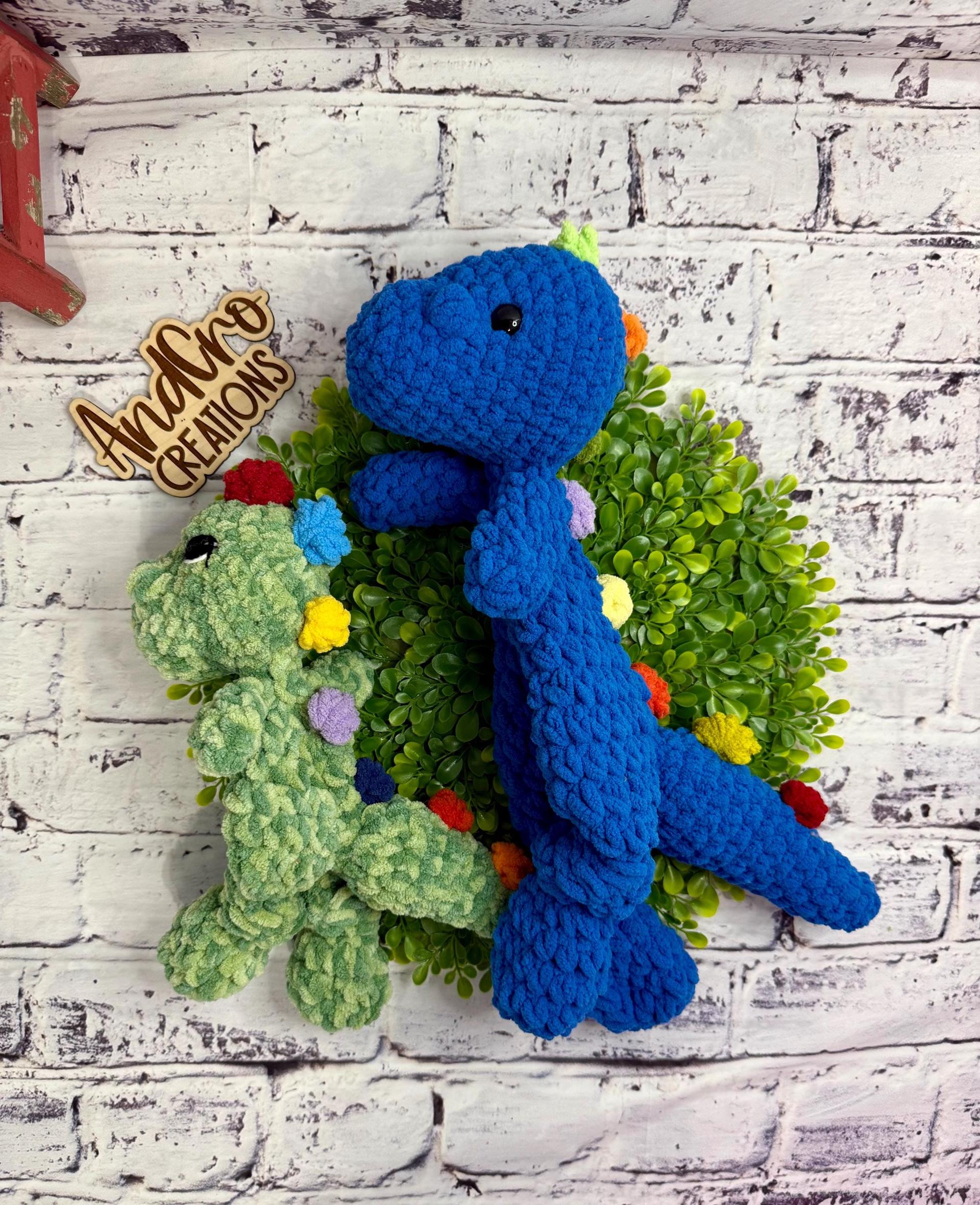 Handmade Crochet Dinosaur Snuggler • Soft Plush Yarn Stuffed Animal Toy