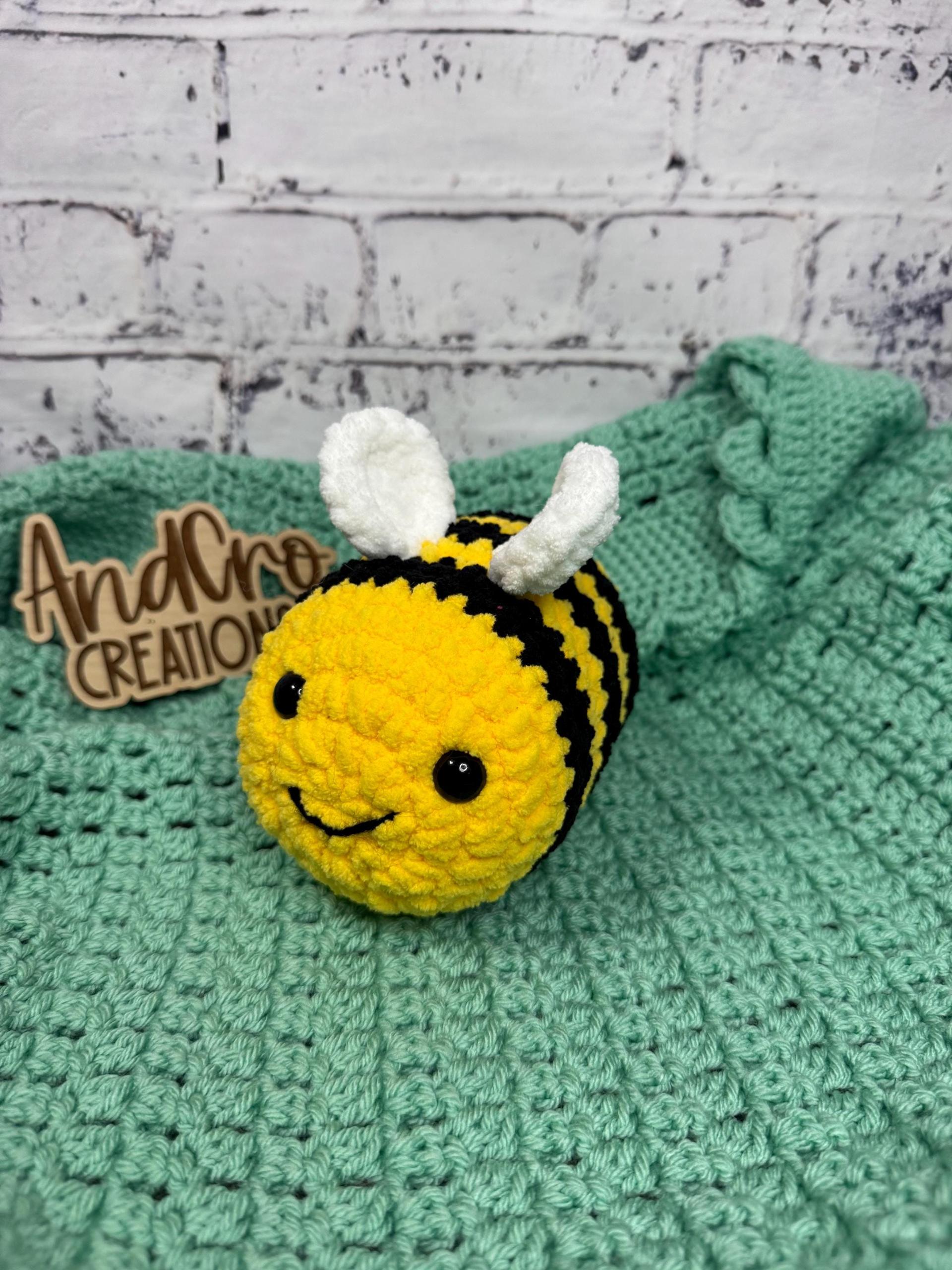 Chubby Amigurumi Bee Crochet Plush Toy • Handmade Stuffed Bee Friend