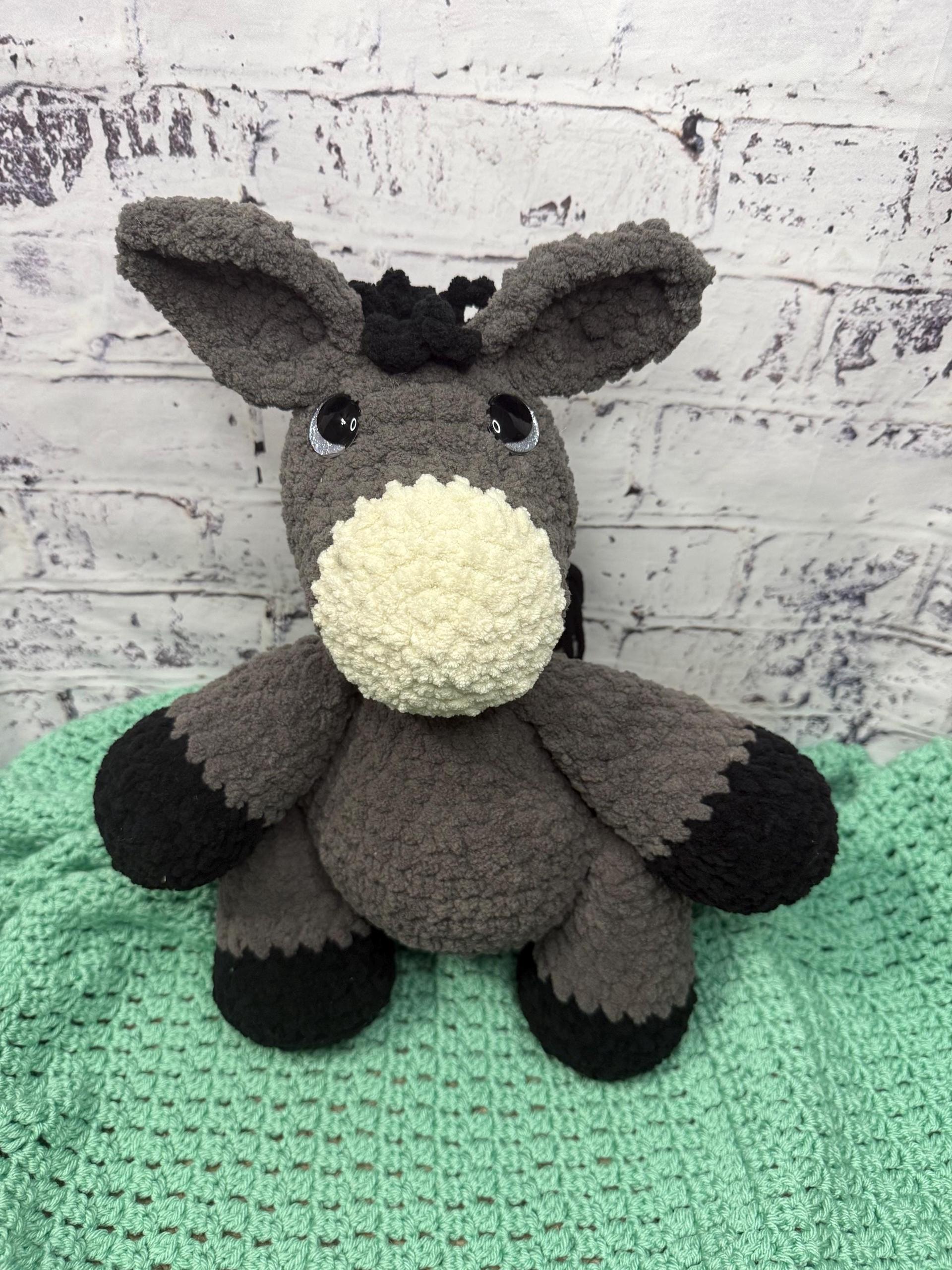 Oversized Crochet Donkey Plushie • Handmade Amigurumi Stuffed Animal Toy thumbnail 3
