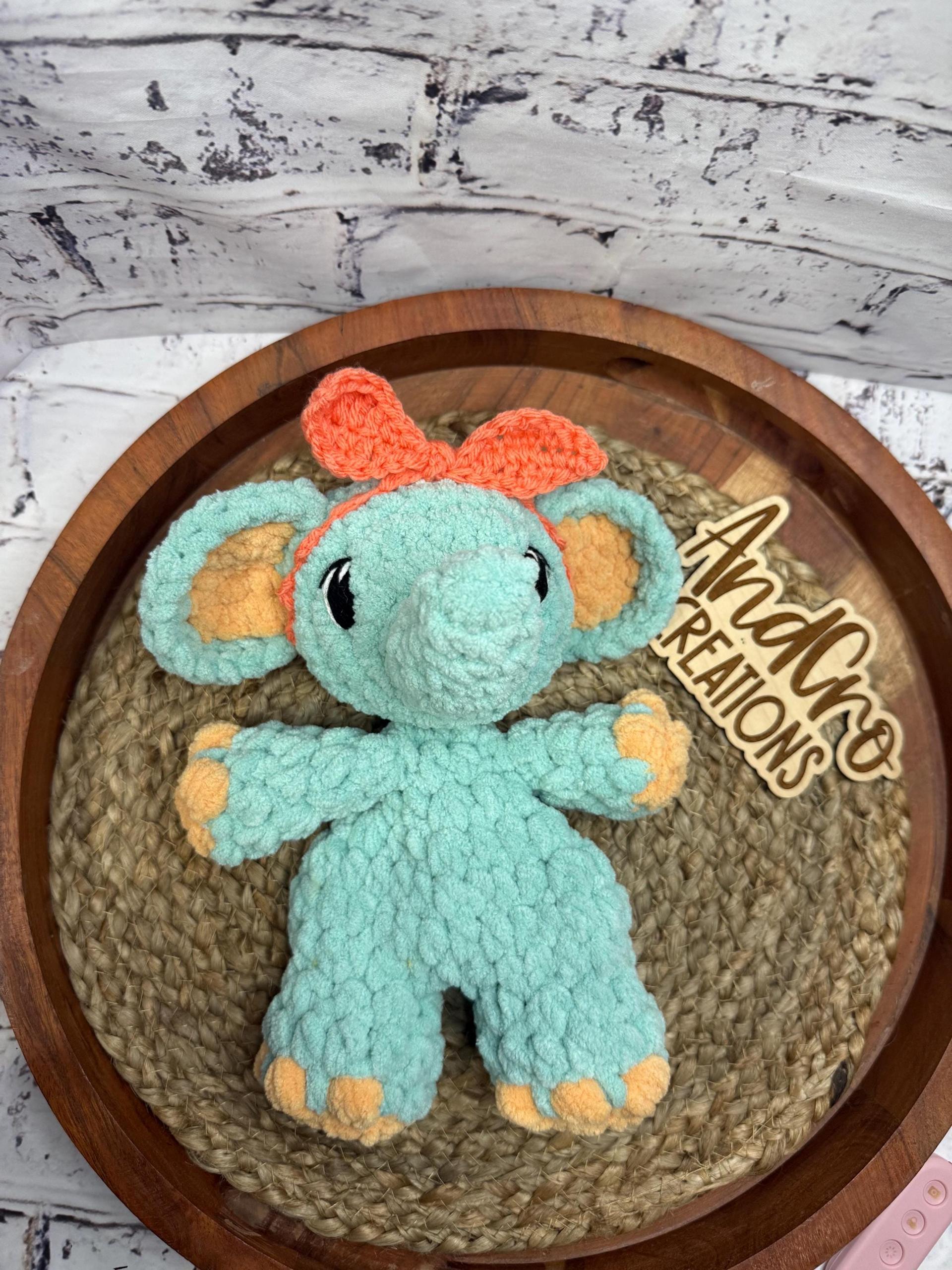 Itty May the Elephant Snuggler • Adorable Amigurumi Elephant • Handmade Lovey Elephant