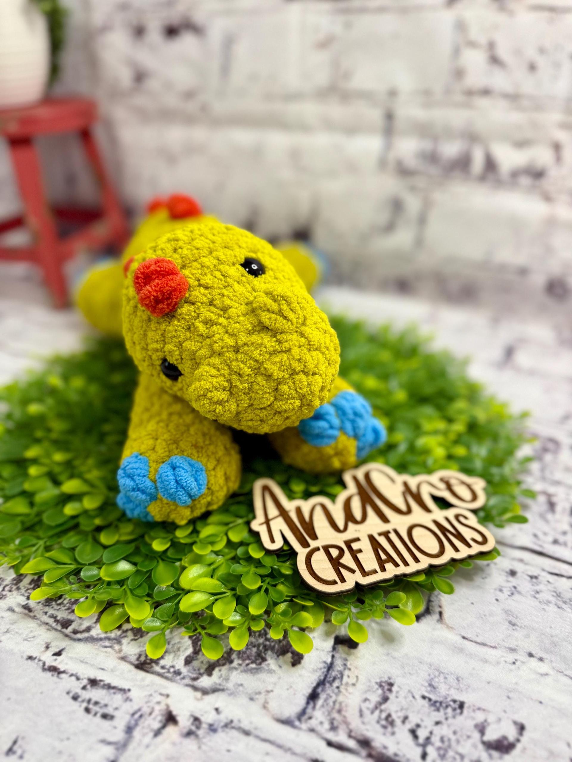 Handmade Crochet Dinosaur Plushie • Soft Plush Yarn Stuffed Animal Toy thumbnail 7
