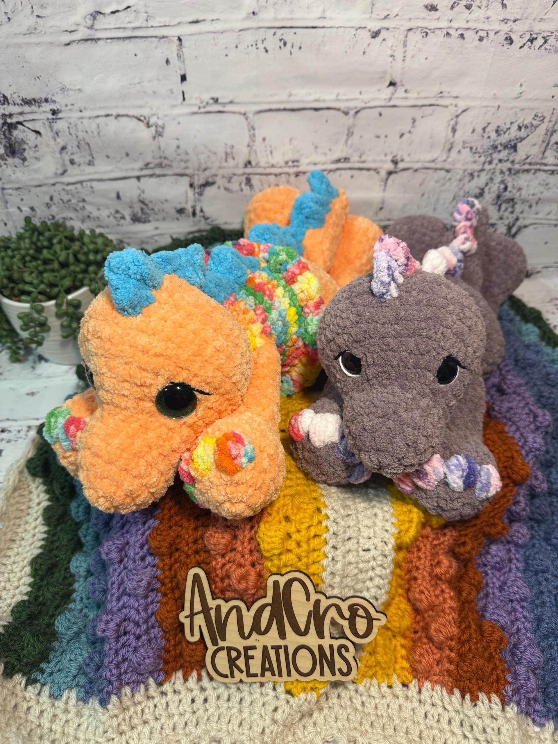 Oversized Crochet Dinosaur Plushie • Handmade Stuffed Animal Toy thumbnail 9