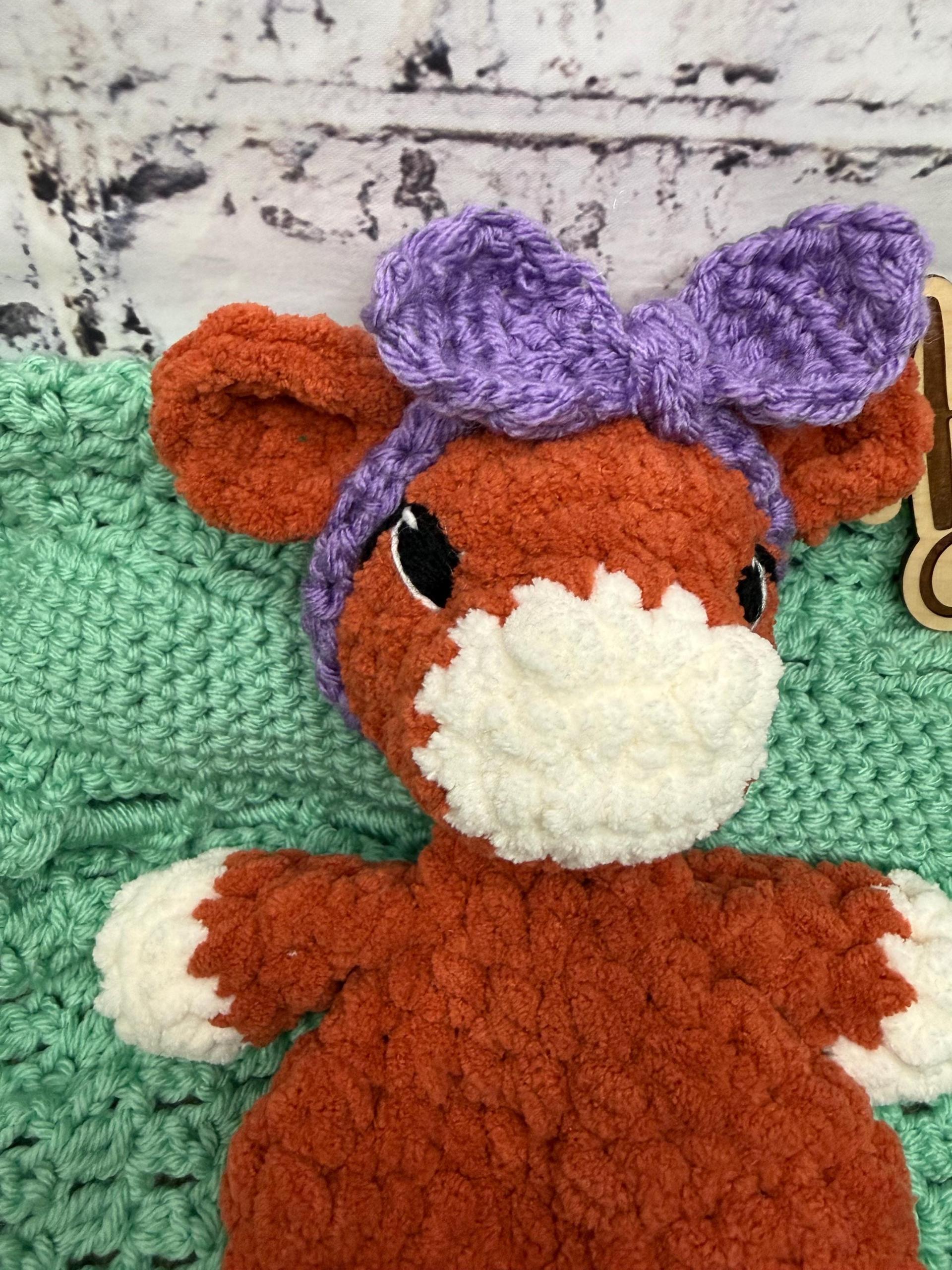 Itty Charlie the Calf Snuggler • Adorable Amigurumi Calf • Handmade Lovey Cow thumbnail 2