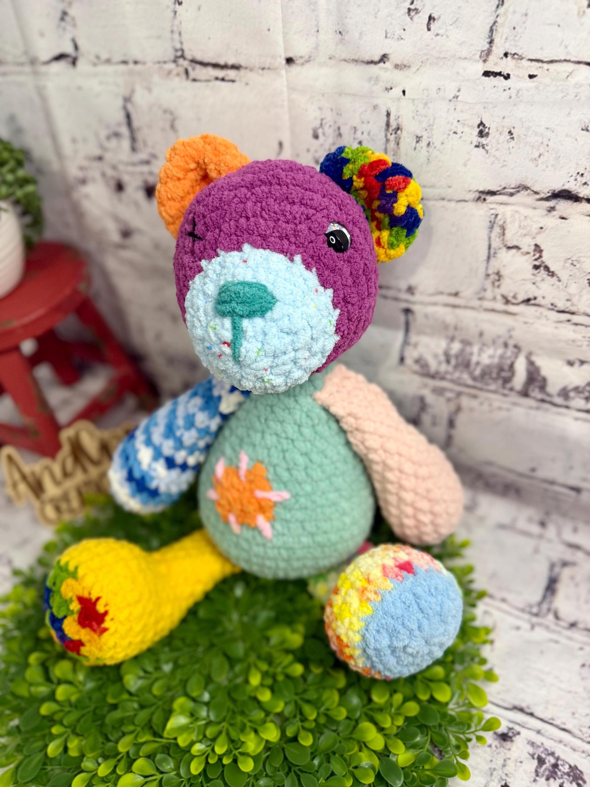 Scrappy Patchwork Bear • Handmade Amigurumi Stuffed Animal Toy thumbnail 5