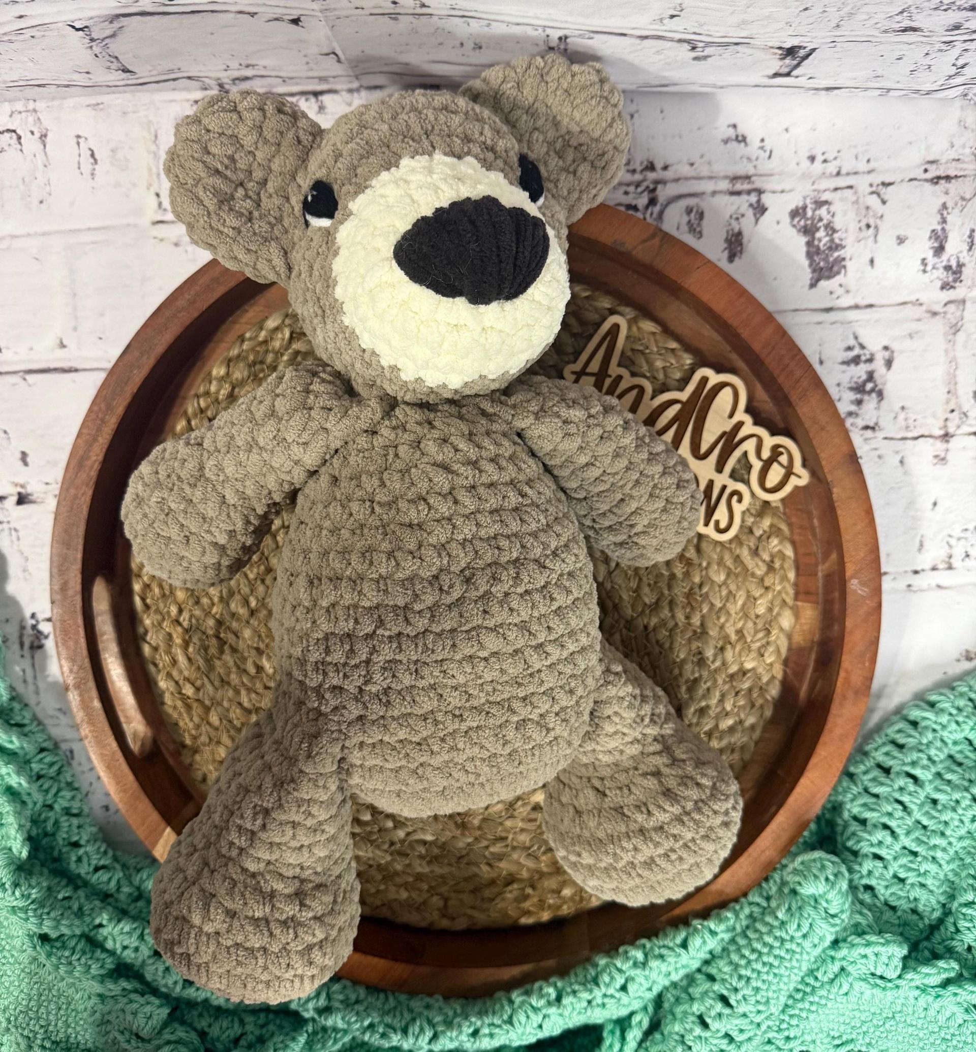 Handmade Crochet Bear Plushie • Soft Plush Stuffed Animal Toy thumbnail 3