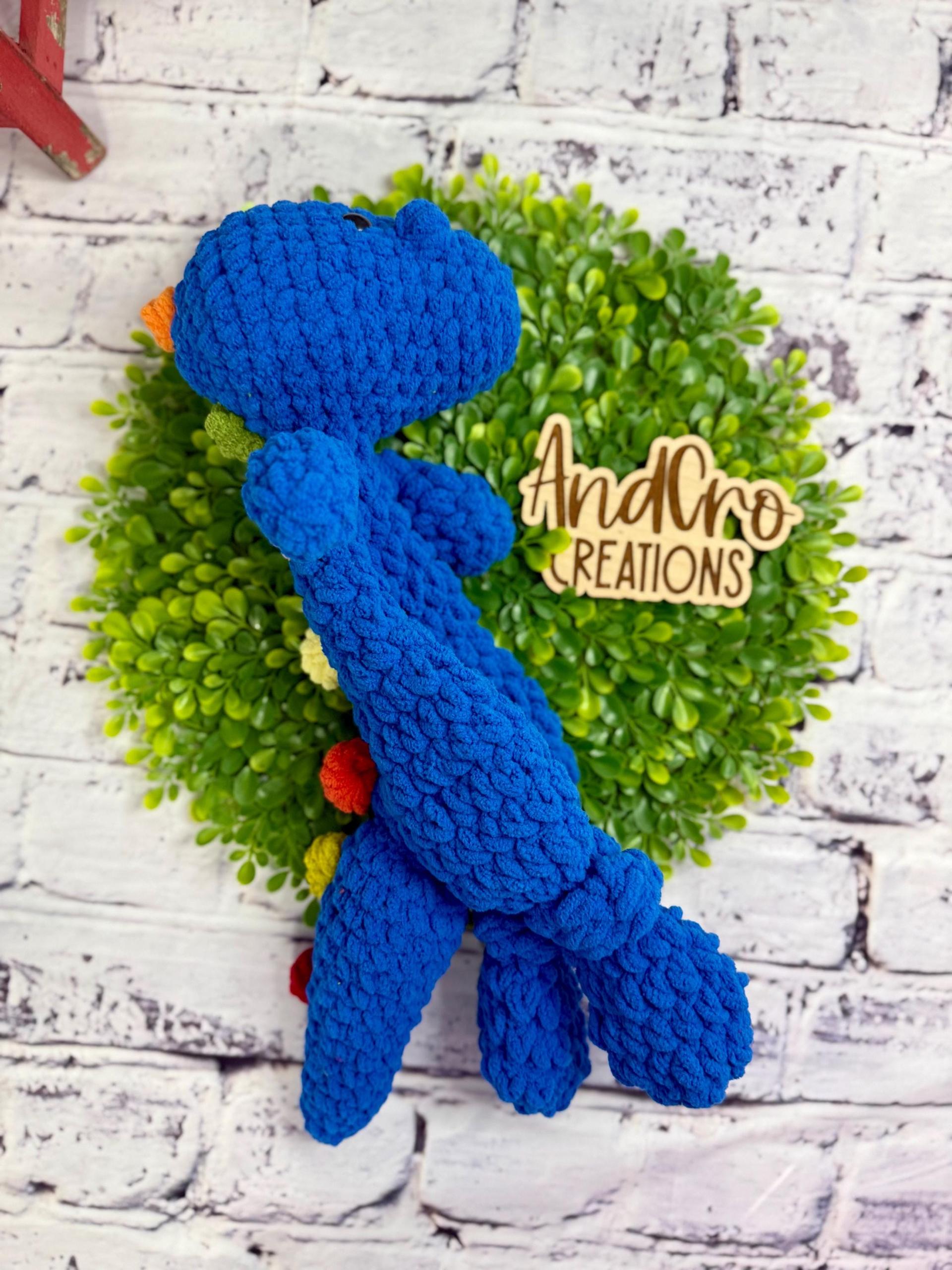 Handmade Crochet Dinosaur Snuggler • Soft Plush Yarn Stuffed Animal Toy thumbnail 10